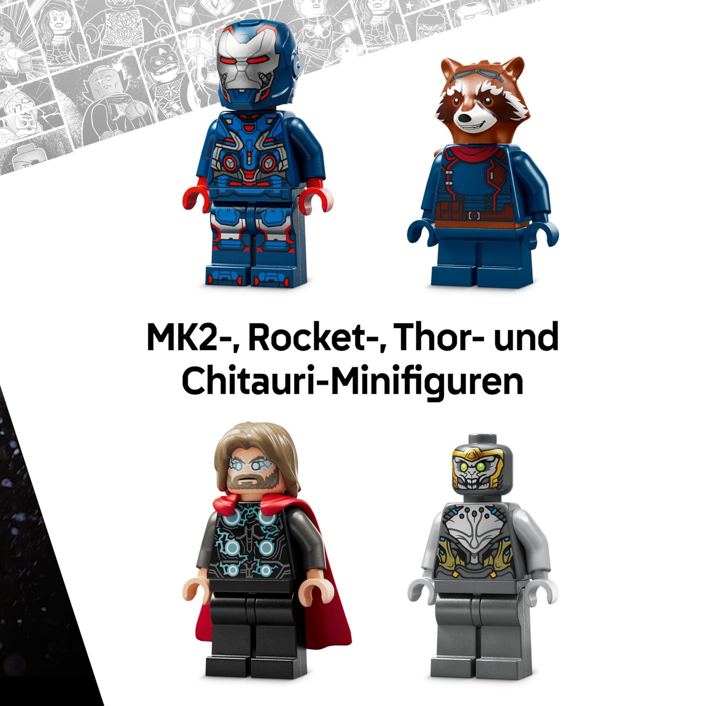 LEGO ǀ Marvel Avengers: Endgame Thor vs. Chitauri building set - superhero action with the Iron Patriot mech and 7 minifigures - gift for boys and girls aged 8 and up - 76322