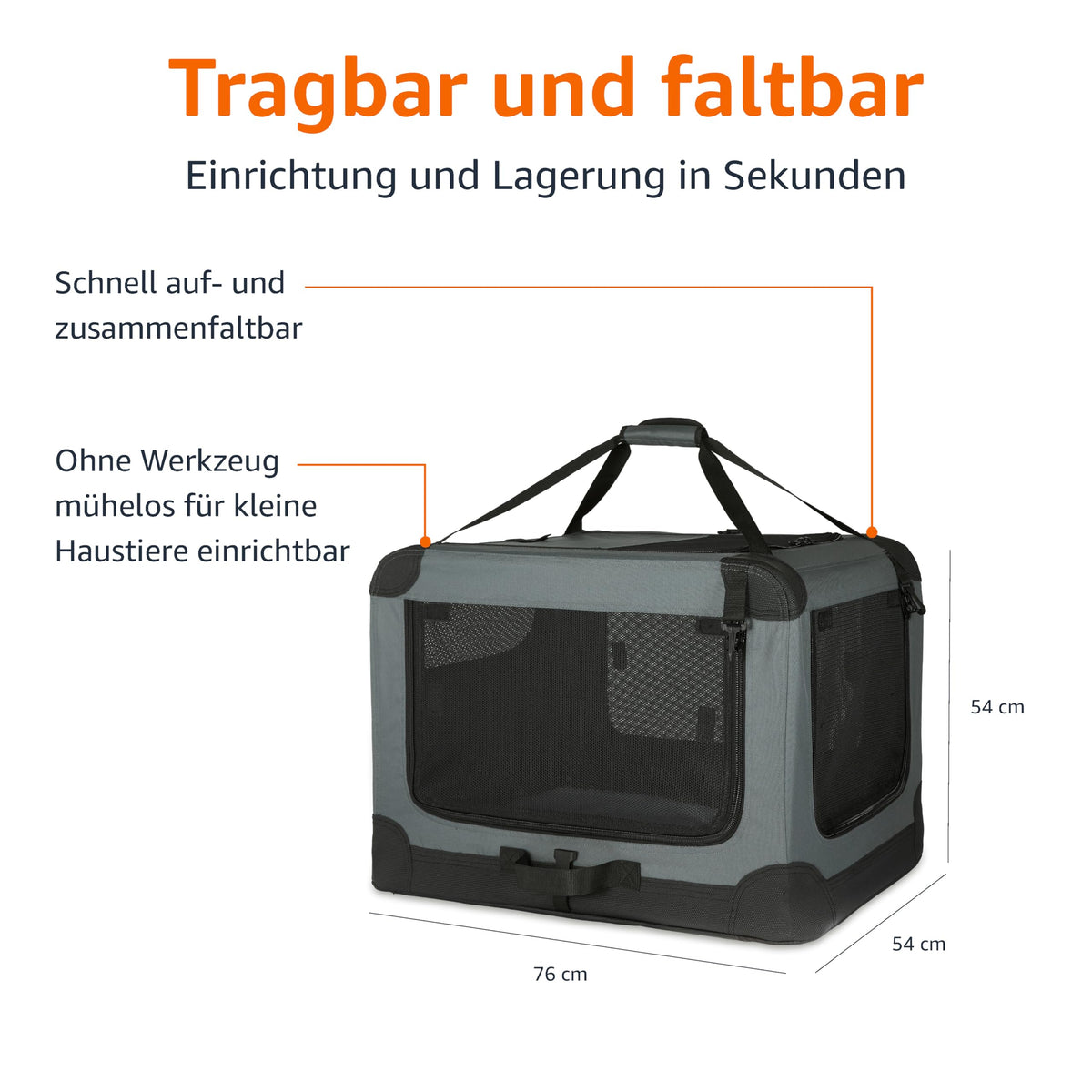 Amazon Basics Zwinger pliabil cu 4 uși pentru câini, pisici, iepuri și alte animale mici, gri, M 76 cm x 54 cm x 54 cm - 12002N-30-APL