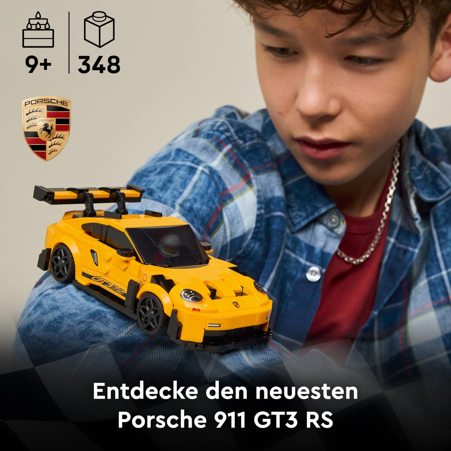 LEGO Speed Champions Porsche 911 GT3 RS super sports car - toy car with 1 minifigure to collect and display - creative gift for boys, girls aged 9 and up and sports car fans - 77239