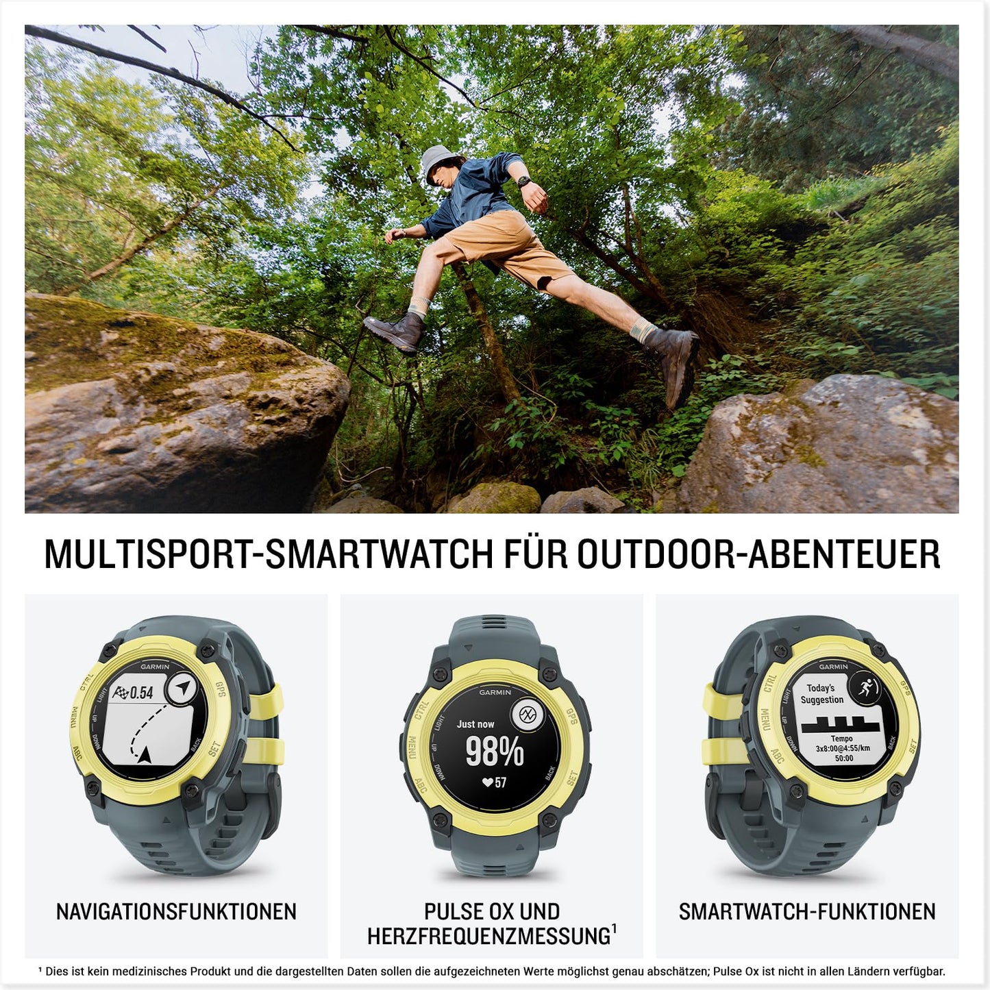 Garmin Instinct E 40mm – GPS multisport smartwatch, 0.86" display, up to 14 days battery life, 60+ sports apps, coach, multi-satellite reception, notifications - 010-02932-01