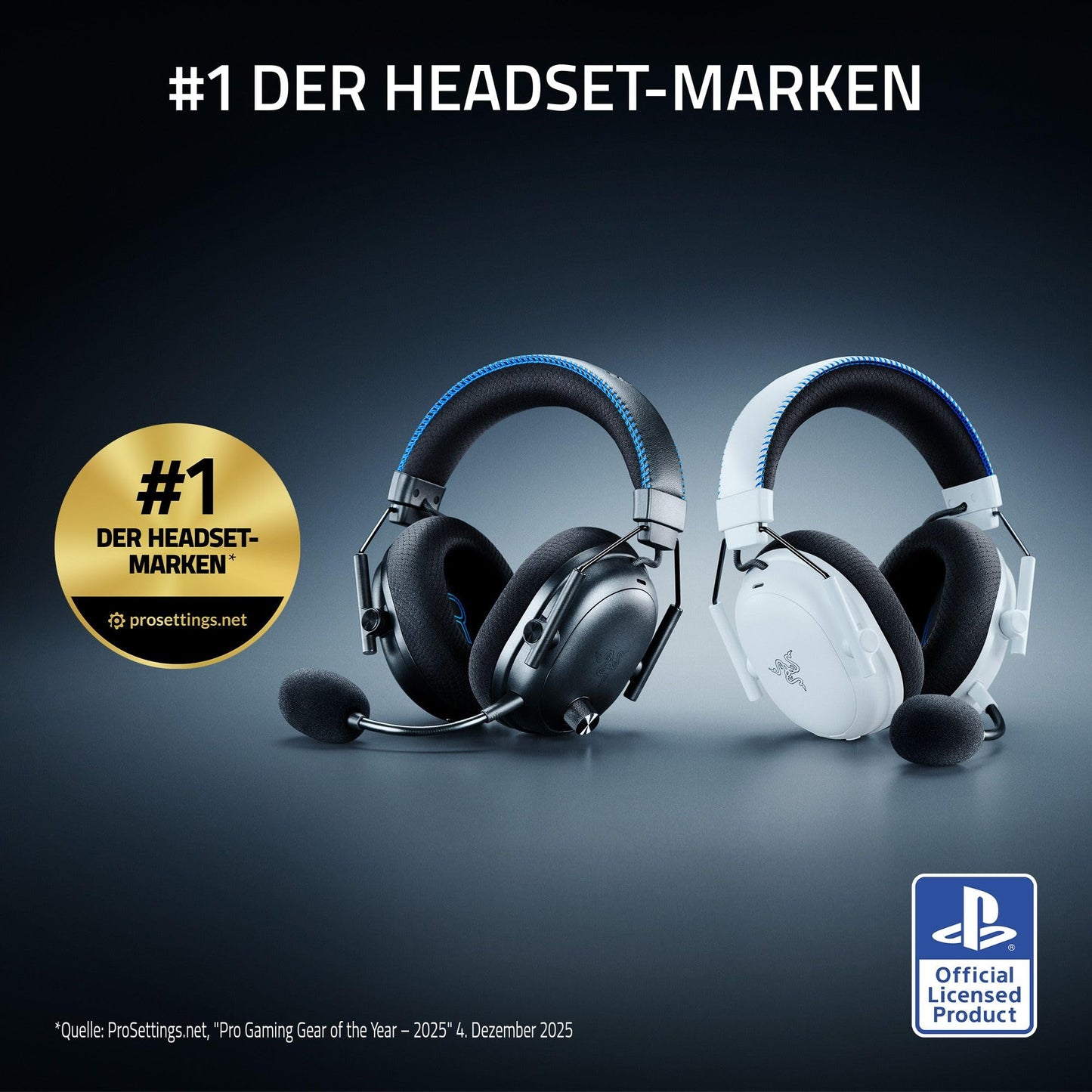 Razer BlackShark V3 Pro for PlayStation - Wireless E-Sports Headset with Active Noise Cancellation (ANC) - TriForce 50mm Driver - HyperSpeed 2.4 GHz - THX Spatial Audio - PS5/PC | Black - RZ04-05400500-R3G1