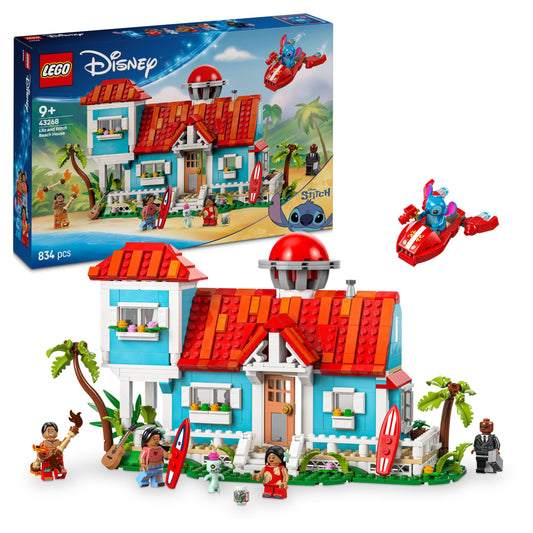 LEGO | The beach house from “Lilo and Stitch” - toy with 6 rooms, roof terrace, spaceship and 5 minifigures - birthday gift for girls, boys and fans aged 9 and over - 43268