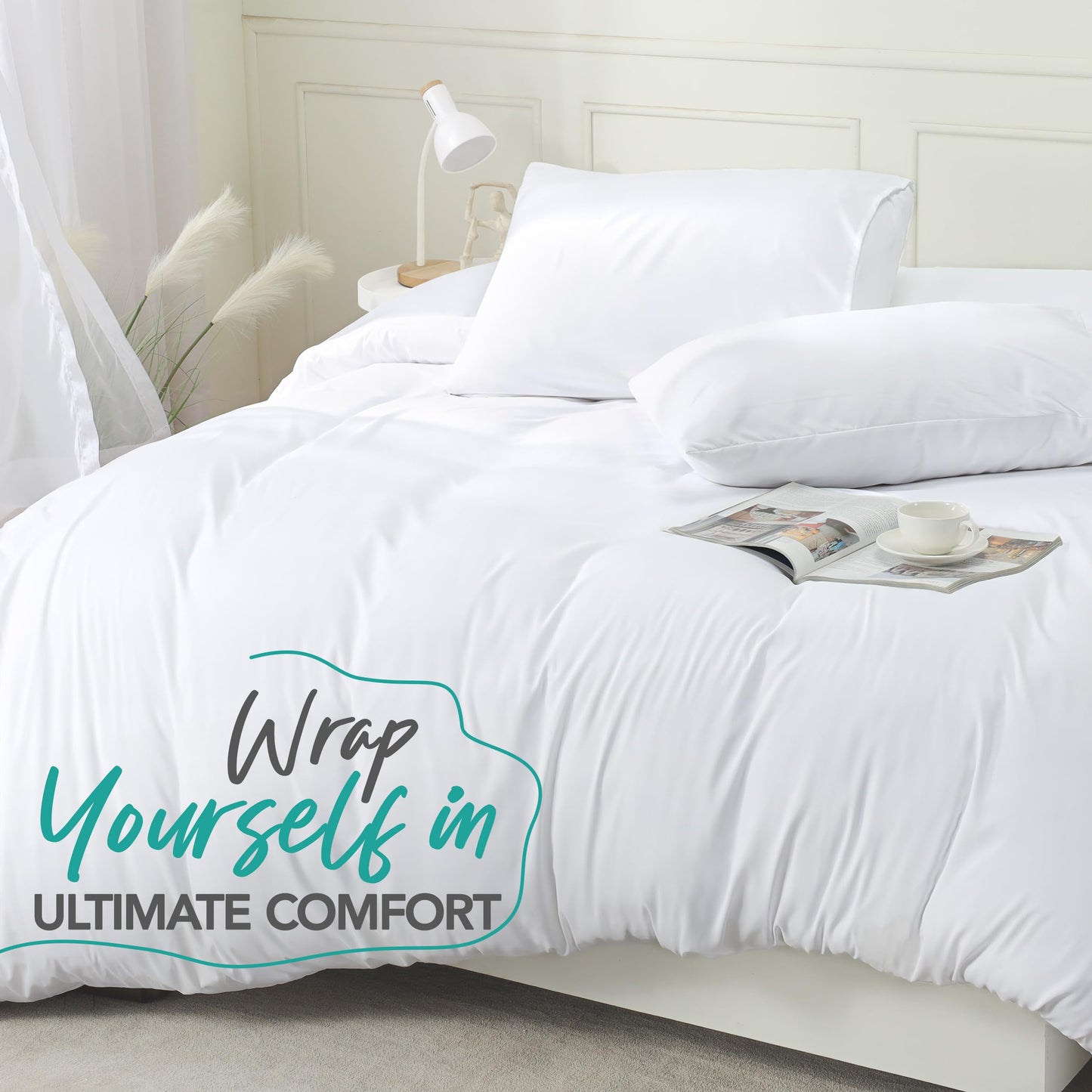 Utopia Bedding Duvet Cover Set with Pillowcases - 3 Piece Zipper Bedding Set - 1 Duvet Cover with 2 Pillowcases - Soft Brushed Microfiber (Queen, White) - UBMICROFIBERLWDUVETKINGWHITE