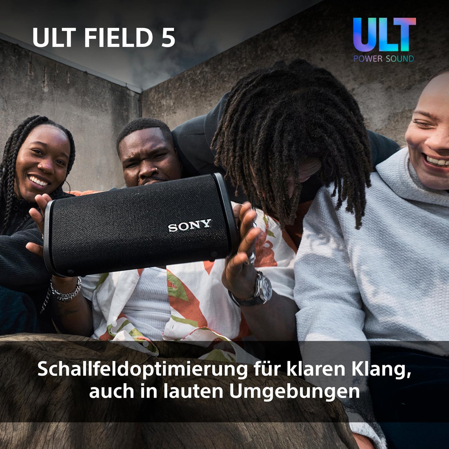 Sony ULT Field 5 - Powerful Portable Bluetooth Speaker, 25 Hour Battery, 2 x ULT Power Sound Modes, IP67, Waterproof, Dustproof, 360° Lights, Detachable Shoulder Strap - Off-White - SRSULT50W.CE7