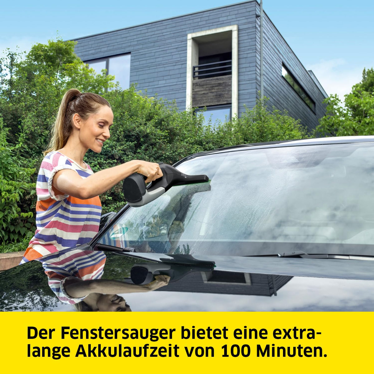 KÄRCHER Battery Window Vacuum WV 6 Plus Multi Black Edition, extra long battery life of 100 min, spray bottle with microfiber cover, 3 colored replacement squeegee blades, 20 ml window cleaner concentrate. - 1.633-514.0