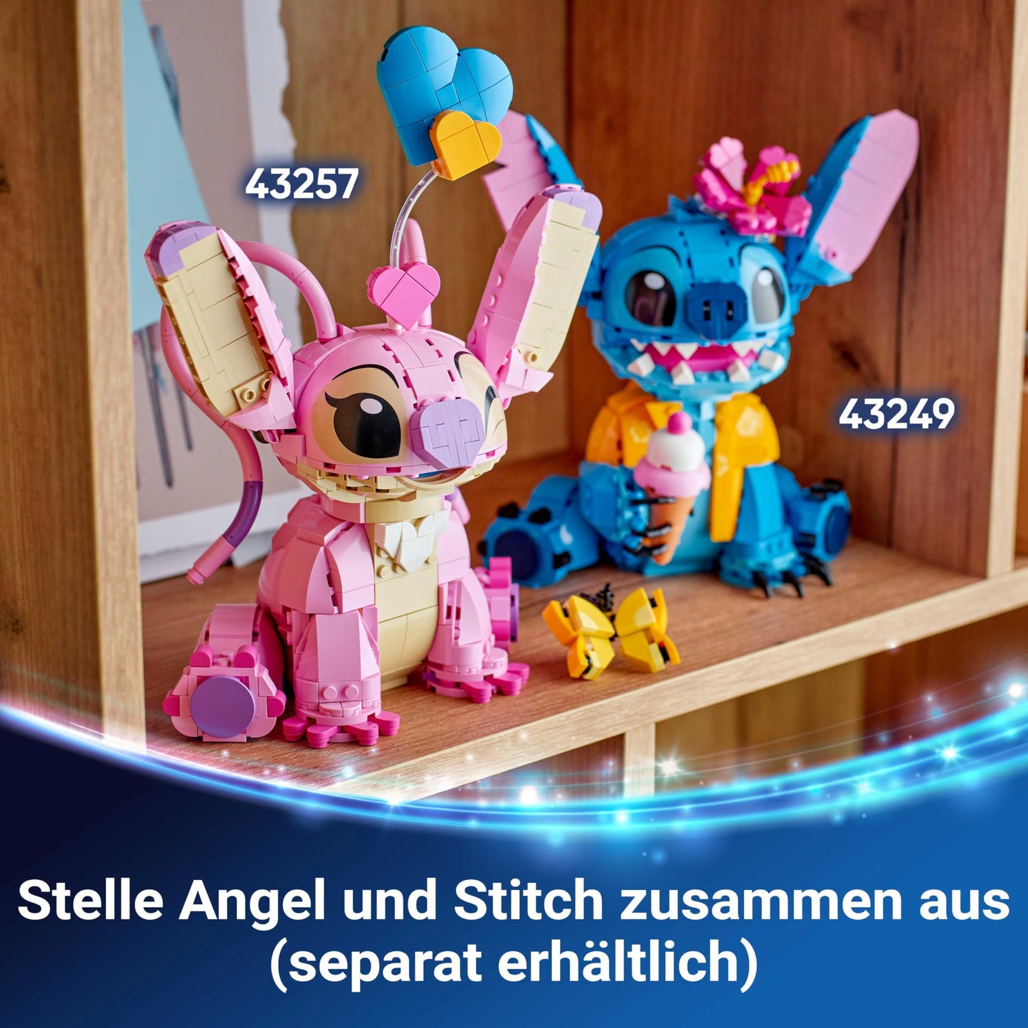 LEGO | Disney Angel - Lilo & Stitch toy - figure to build and display with 3 heart balloons and a butterfly - gift for girls, boys and adult fans aged 9 and over - 43257