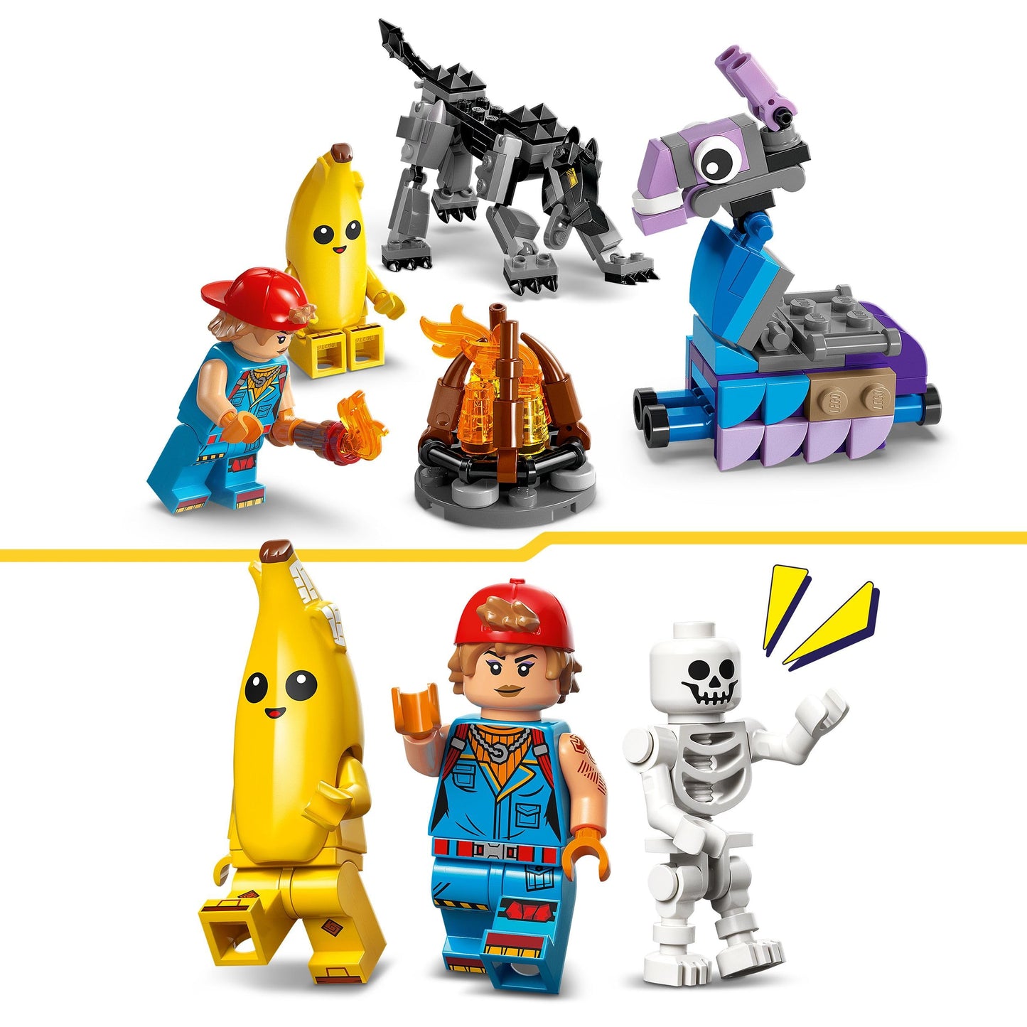 LEGO Fortnite The camp of Schali and the spark plug artist gaming toy - storage llama and wolf - 3 minifigures & campfire - gamer gift for boys, girls and fans aged 7 and over - 77075