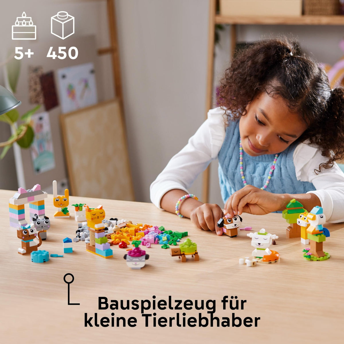 LEGO Classic Creative Pets - Set de cărămizi colorate - Construiește figurine de câine, pisică, iepure, hamster și pasăre - Kit de arte și meșteșuguri pentru băieți și fete de 5 ani și peste - Idee de cadou - 11034