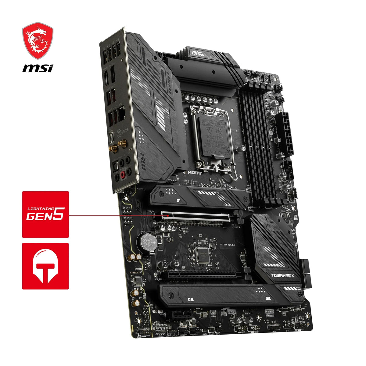 MSI MAG B760 Tomahawk WiFi Placă de bază, ATX - Suportă procesoare Intel Core din generațiile 12, 13 și 14, LGA 1700-75A DrMOS VRM, DDR5 Memory Boost 7000+MHz/OC, PCIe 5.0 x16, M.2 Gen4, Wi-Fi 6E - 7D96-003R