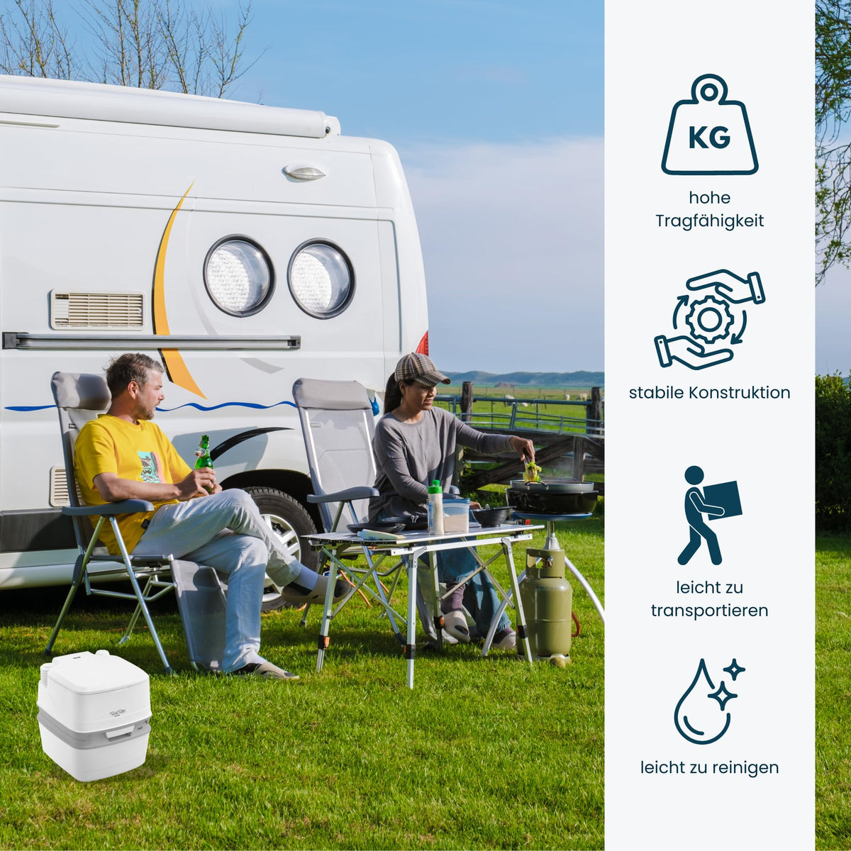 Thetford Porta Potty, toaletă portabilă, camping/caravane/motorhome, ușoară și ușor de curățat, 38.3 x 41.3 x 42.7 cm - 091081397