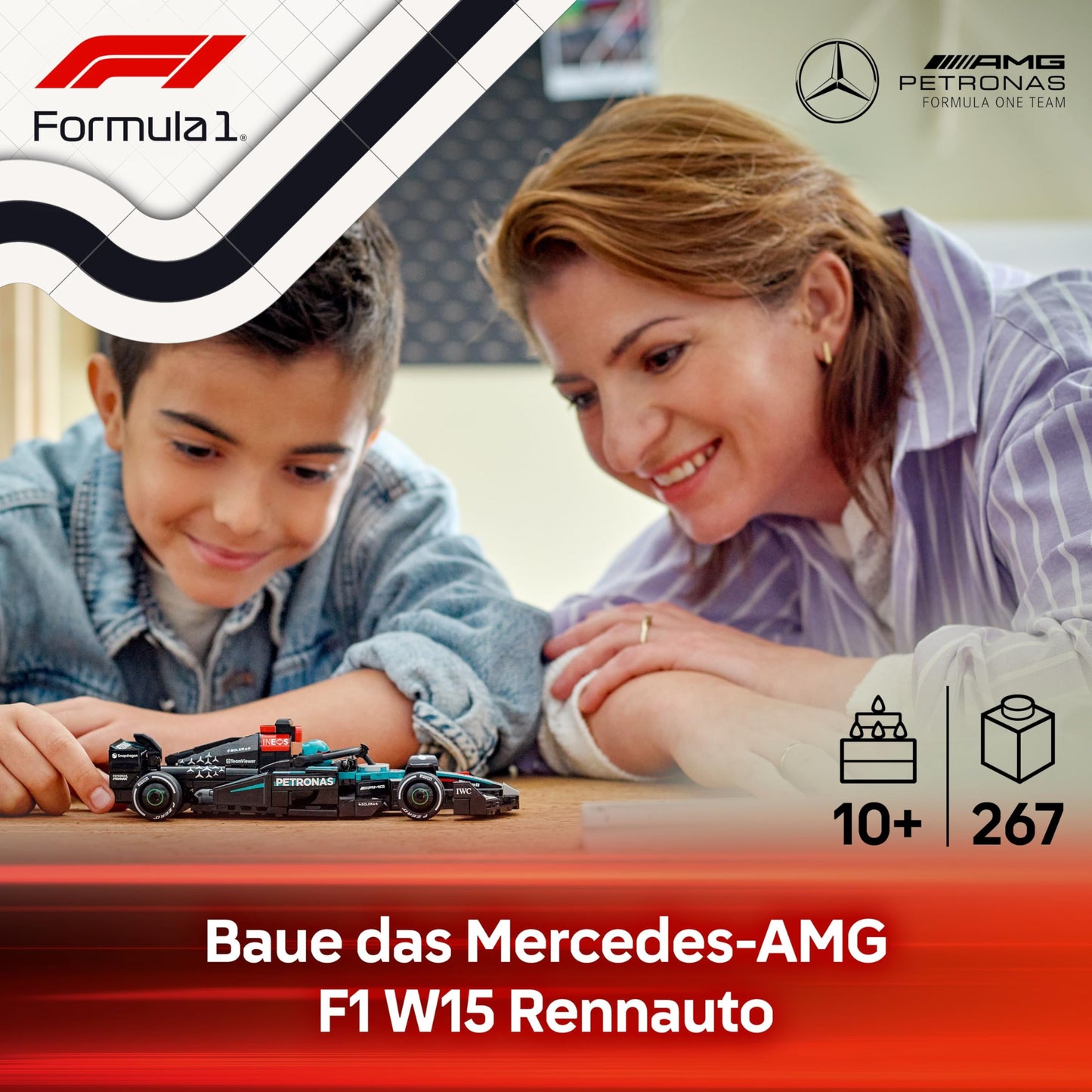 LEGO Speed Champions Mercedes-AMG F1 W15 racing car - toy with Formula 1 minifigure - model car for collecting and building - gift for boys and girls aged 10 and over or adult fans 77244