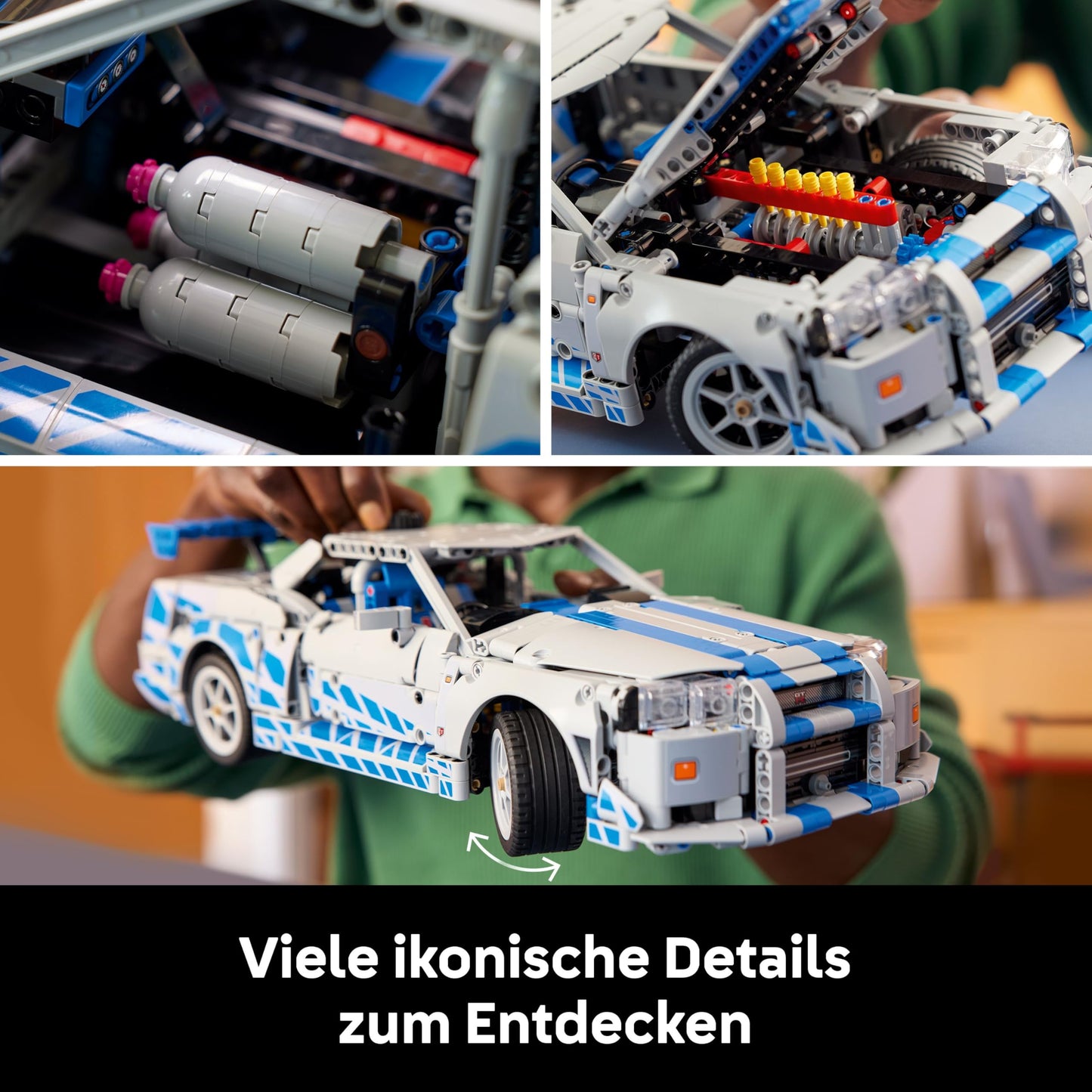 LEGO Technic 2 Fast 2 Furious Nissan Skyline GT-R (R34) speedster - car model for adults - with drift function, steering, suspension and 6-cylinder engine - collector's gift for fans - 42210