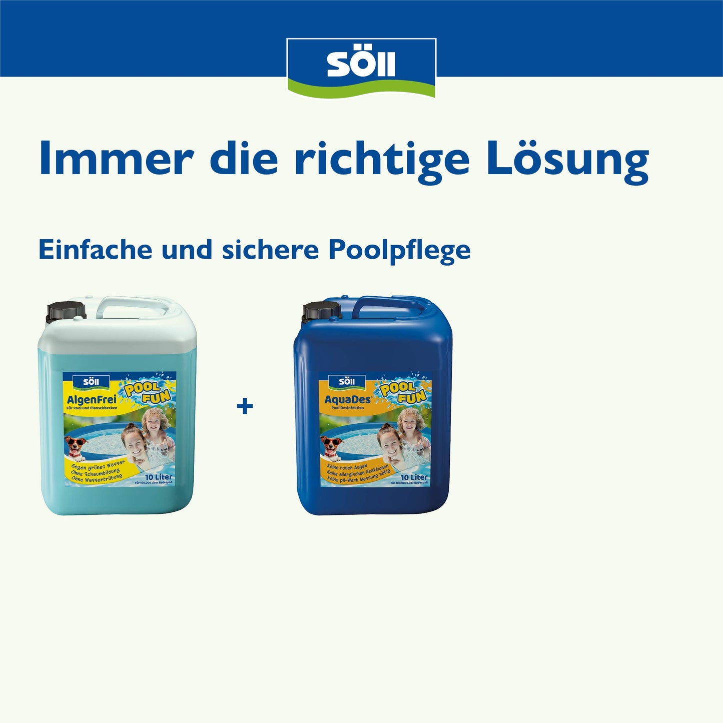 Söll 80426 AquaDes, 10 l - pool disinfection, pool cleaning, water care against bacteria and germs, disinfectant for pool paddling pool swimming pool children's pool
