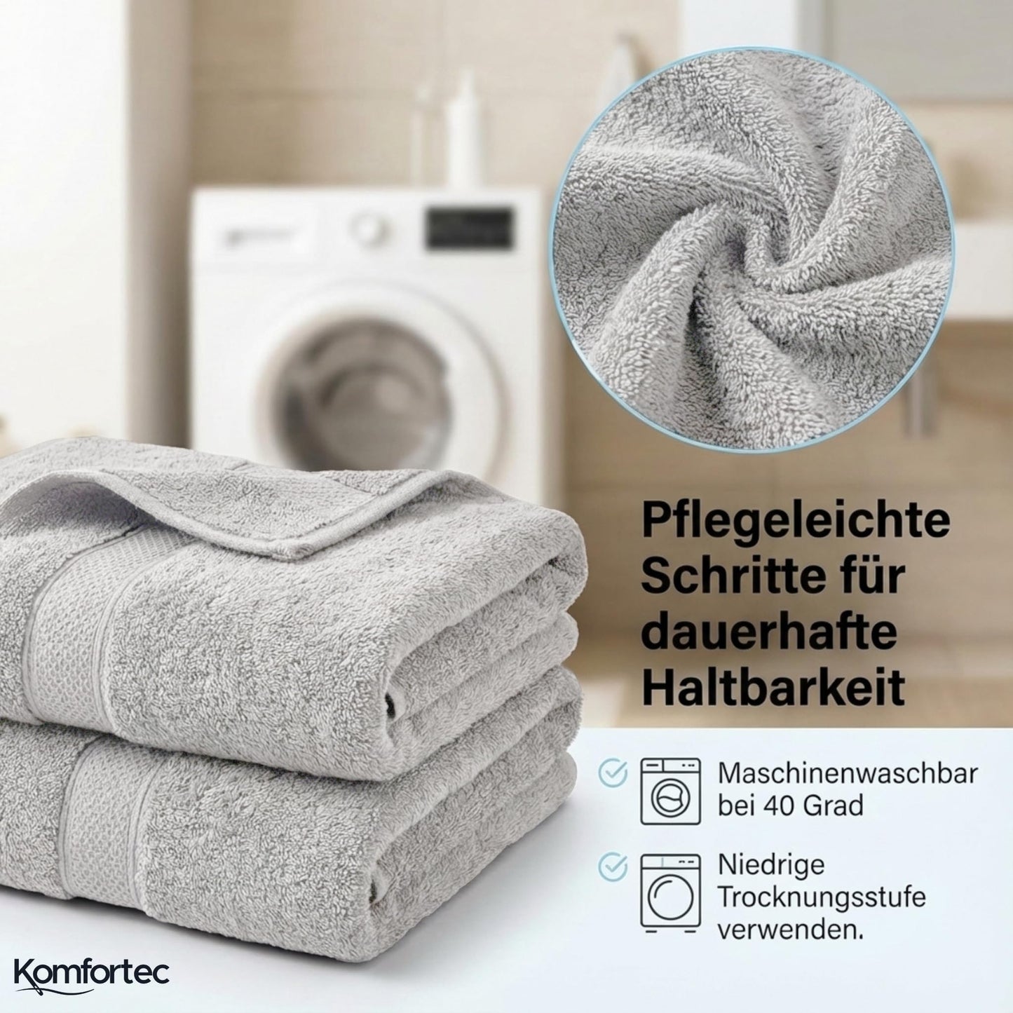 Komfortec set of 8 towels, 4 bath towels 70x140 cm & 4 hand towels 50x100 cm, 100% cotton terry cloth, fluffy and absorbent, white - 4er-50x100-und-4er-70x140-weiß-amz