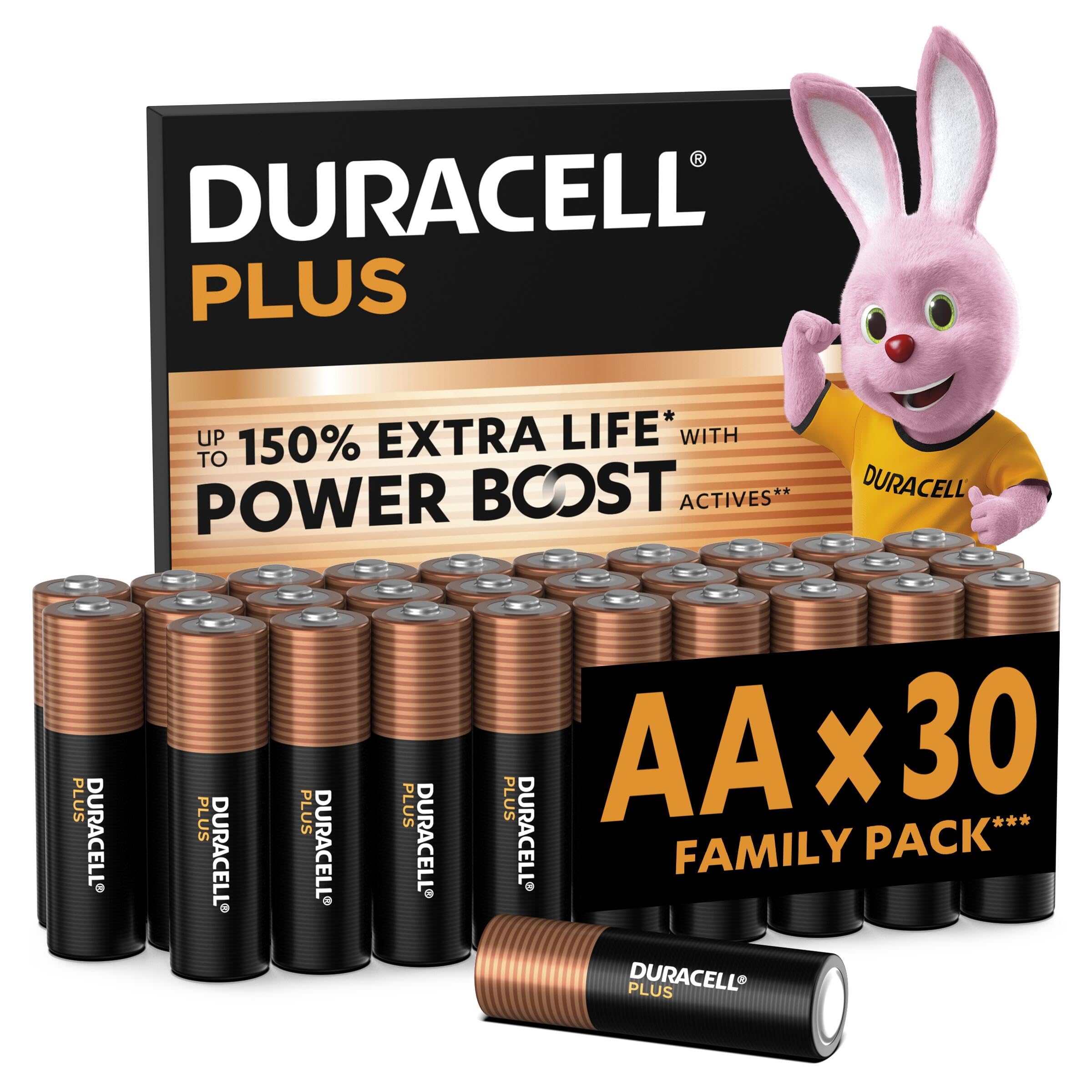 DURACELL Plus AA Batteries (Pack of 30) - Alkaline Batteries 1.5V - 5020122