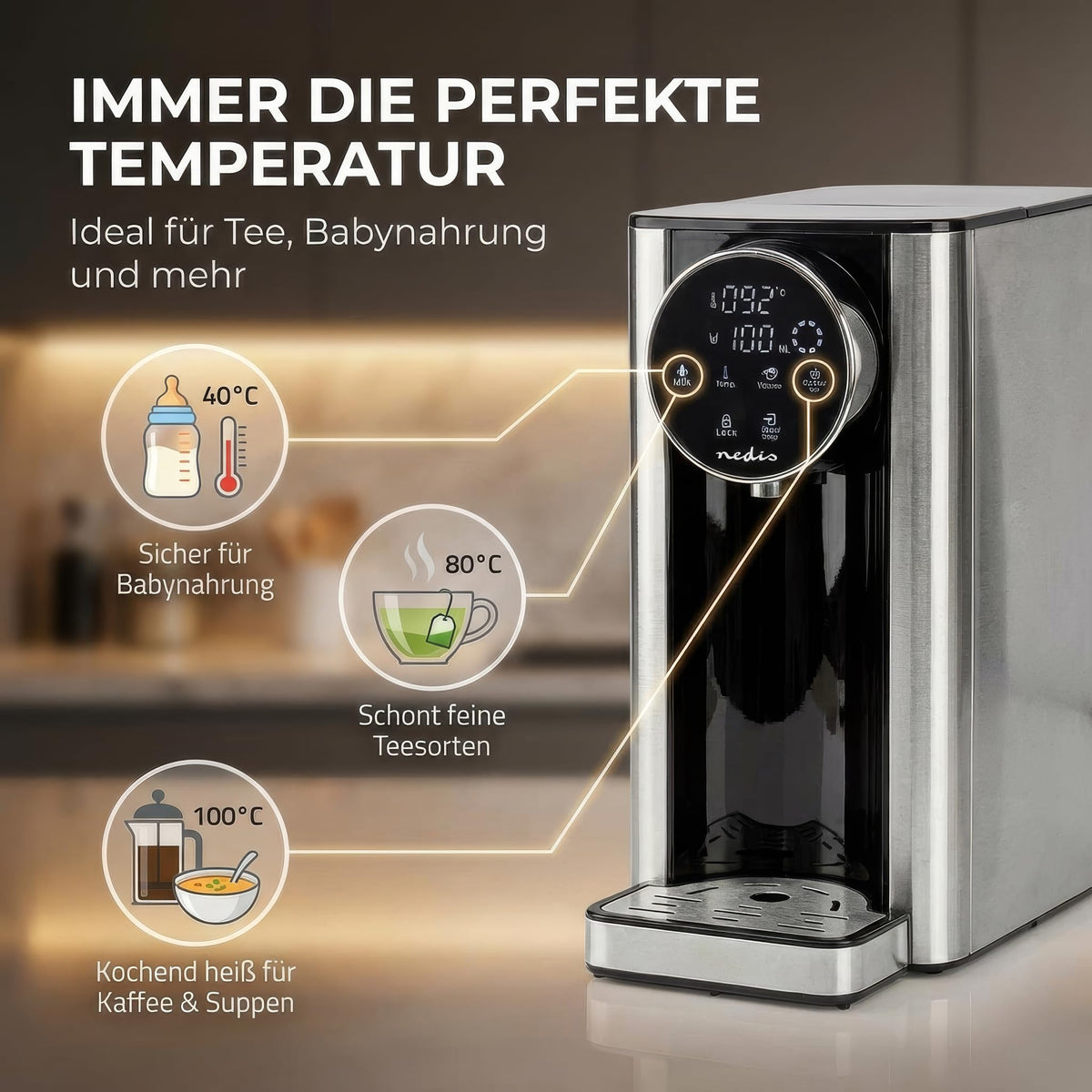 Dispenser de apă caldă - 2600 W - 2.7 l - Aluminiu/Negru - KAWD310FBK