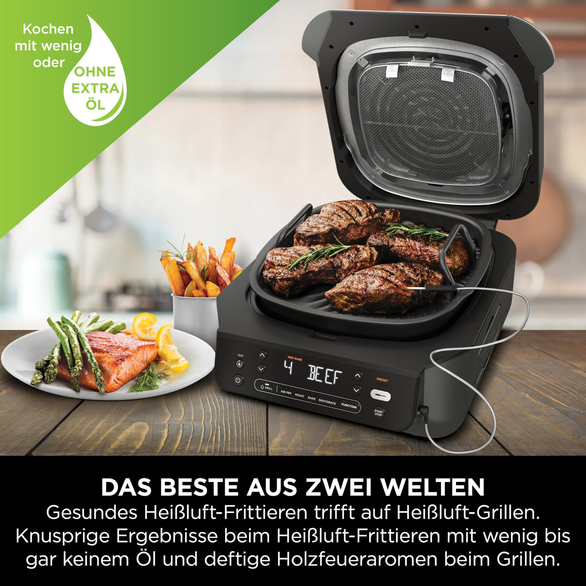 Ninja 5-in-1-Grill & -Heißluftfritteuse pentru interior, EG351EU