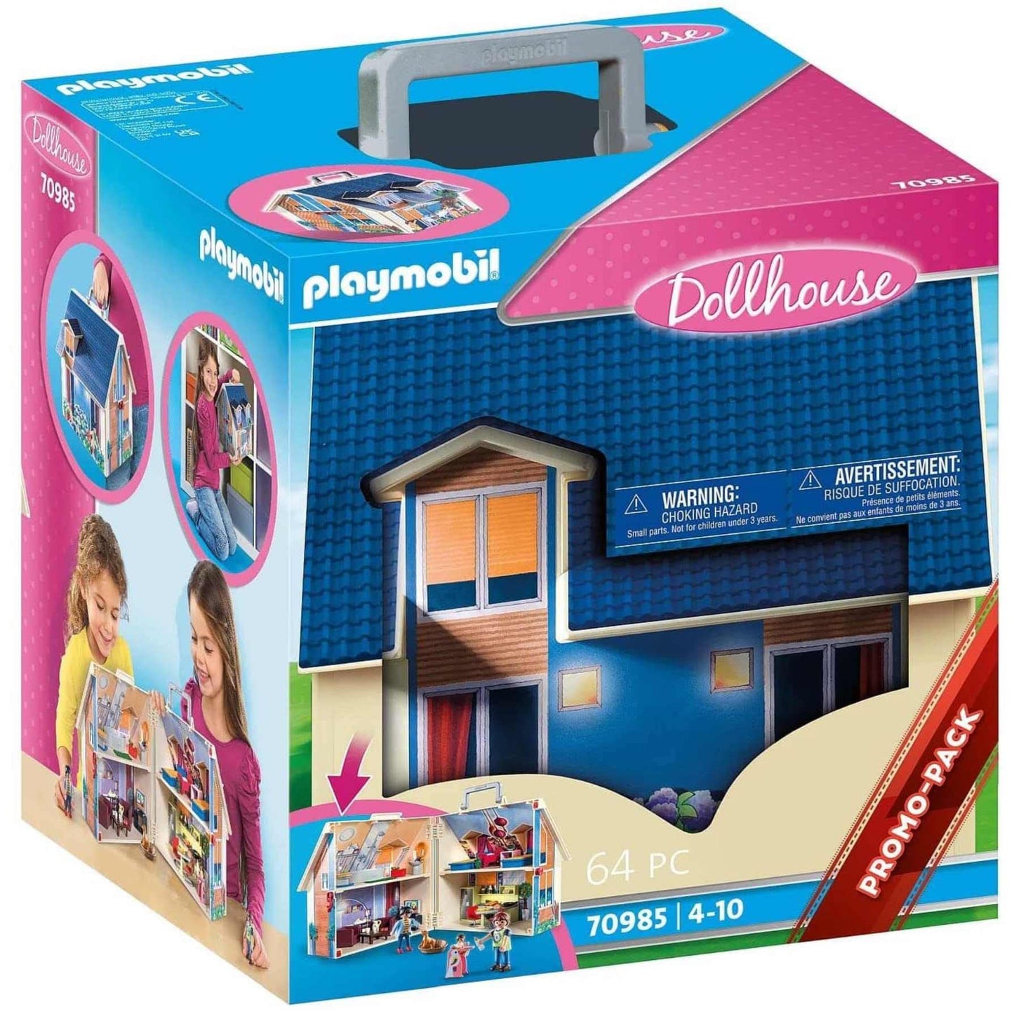 PLAYMOBIL | Dollhouse |Toys for children aged 4 and up | Take-along dollhouse with handle | 70985