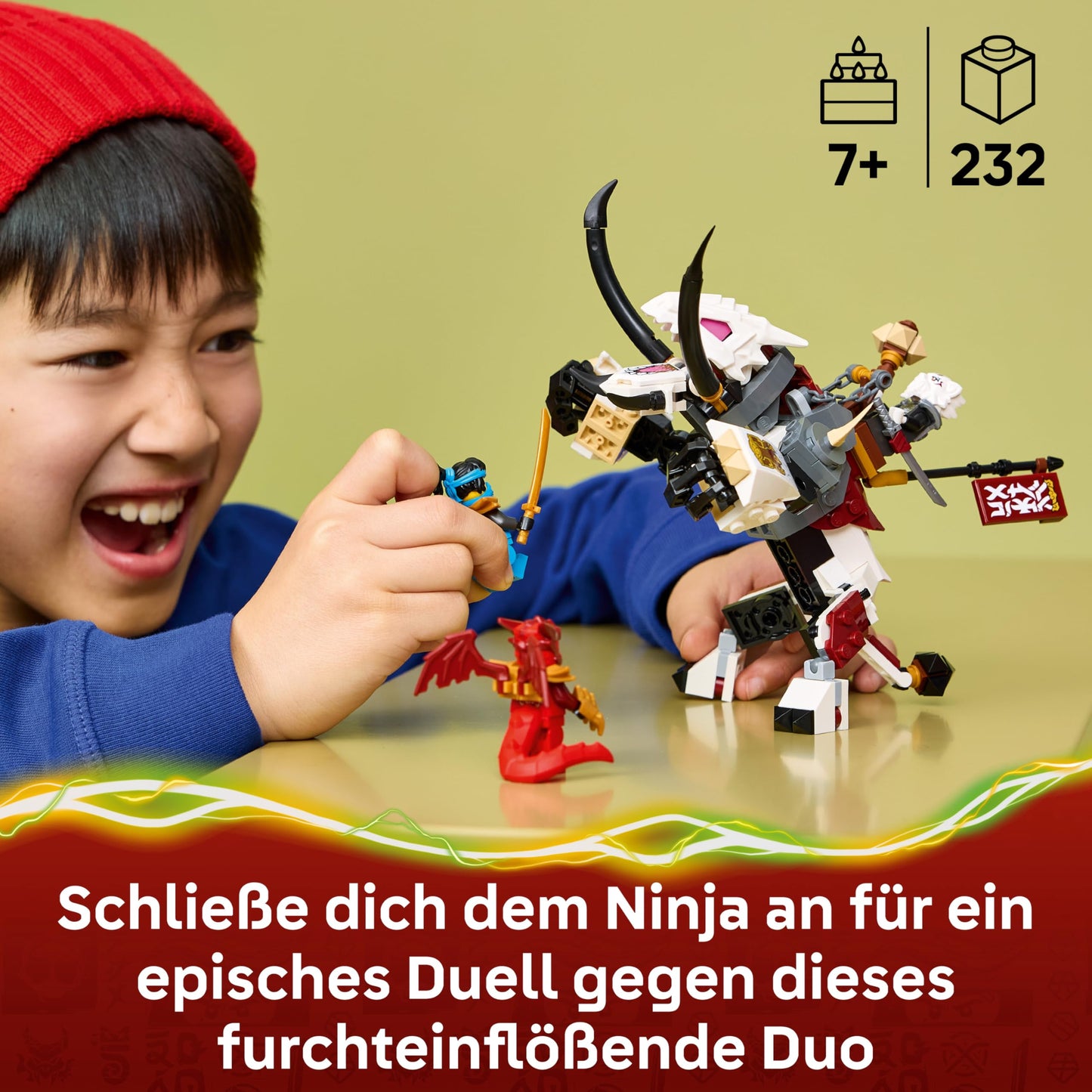 LEGO NINJAGO Zilvar on his dragon Grimtak - ninja toy with action figure, 3 minifigures including Kai & NYA - gift idea for boys aged 7 and up and Dragons Rising fans - 71863