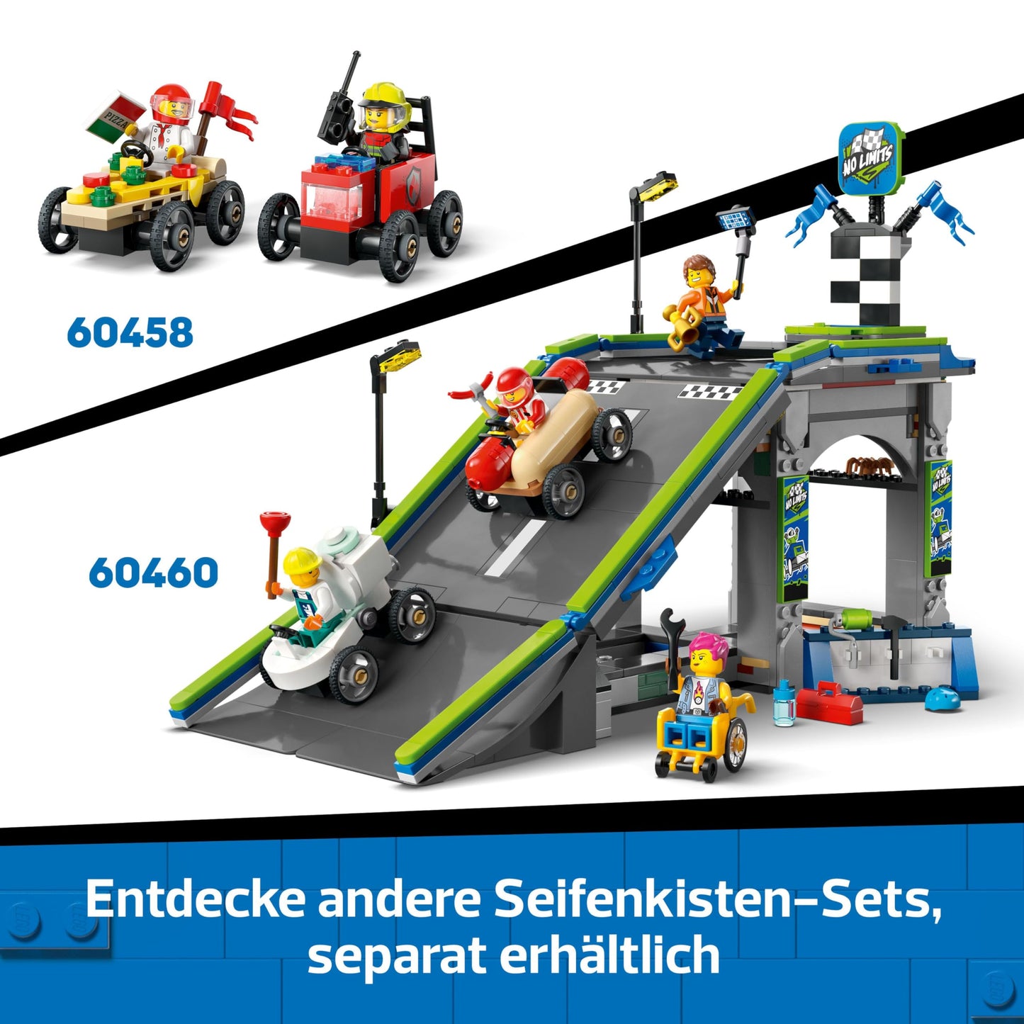LEGO City Airplane vs. Hospital Bed Racing Car Set - Soap Box Toy for Boys and Girls Ages 5 and Up - Building Set with 2 Minifigures - Birthday & Holiday Gift 60459