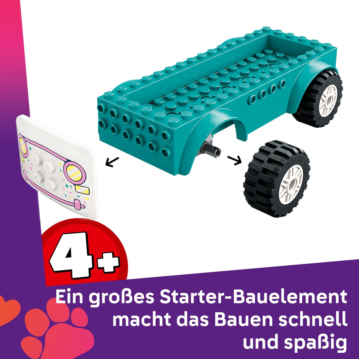 LEGO Friends Heartlake City Ice Cream Truck, role-play playset, building set with 2 toy figures and a bunny, toy for girls aged 4 and up, building toy with character minifigures 42644
