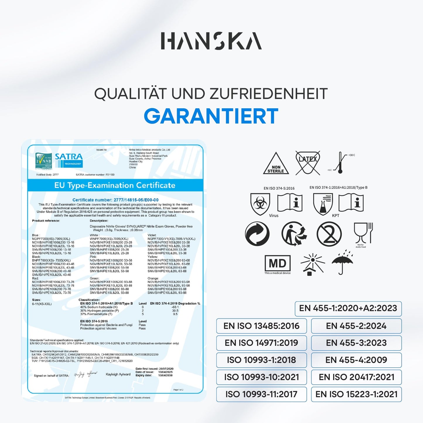 HANSKA 1000 Blue Nitrile Disposable Gloves - Powder Free - Disposable - Ambidextrous - Non-Sterile - Rubber Base - Suitable for Medical Areas and Food Processing (1000, M) - HSKA