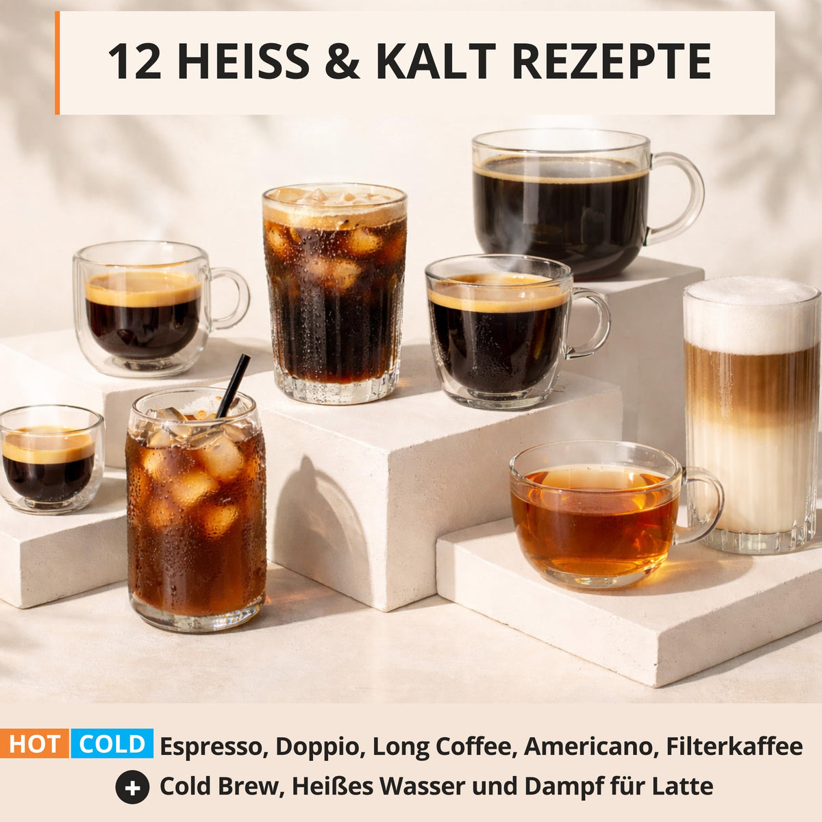 KRUPS Sensation Hot & Cold Coffee Machine, 12 recipes, intuitive operation, complete customization, steam nozzle, cold brew aroma technology, automatic cleaning, dark gray, EA913HE0