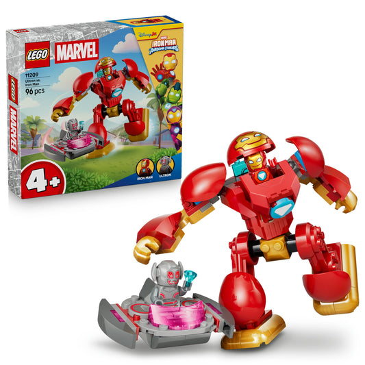 LEGO ǀ Marvel Iron Man and his fantastic friends Ultron vs. Iron Man - superhero toy with mech action figure & 2 minifigures - gift for boys aged 4 and up & fans of the series - 11209