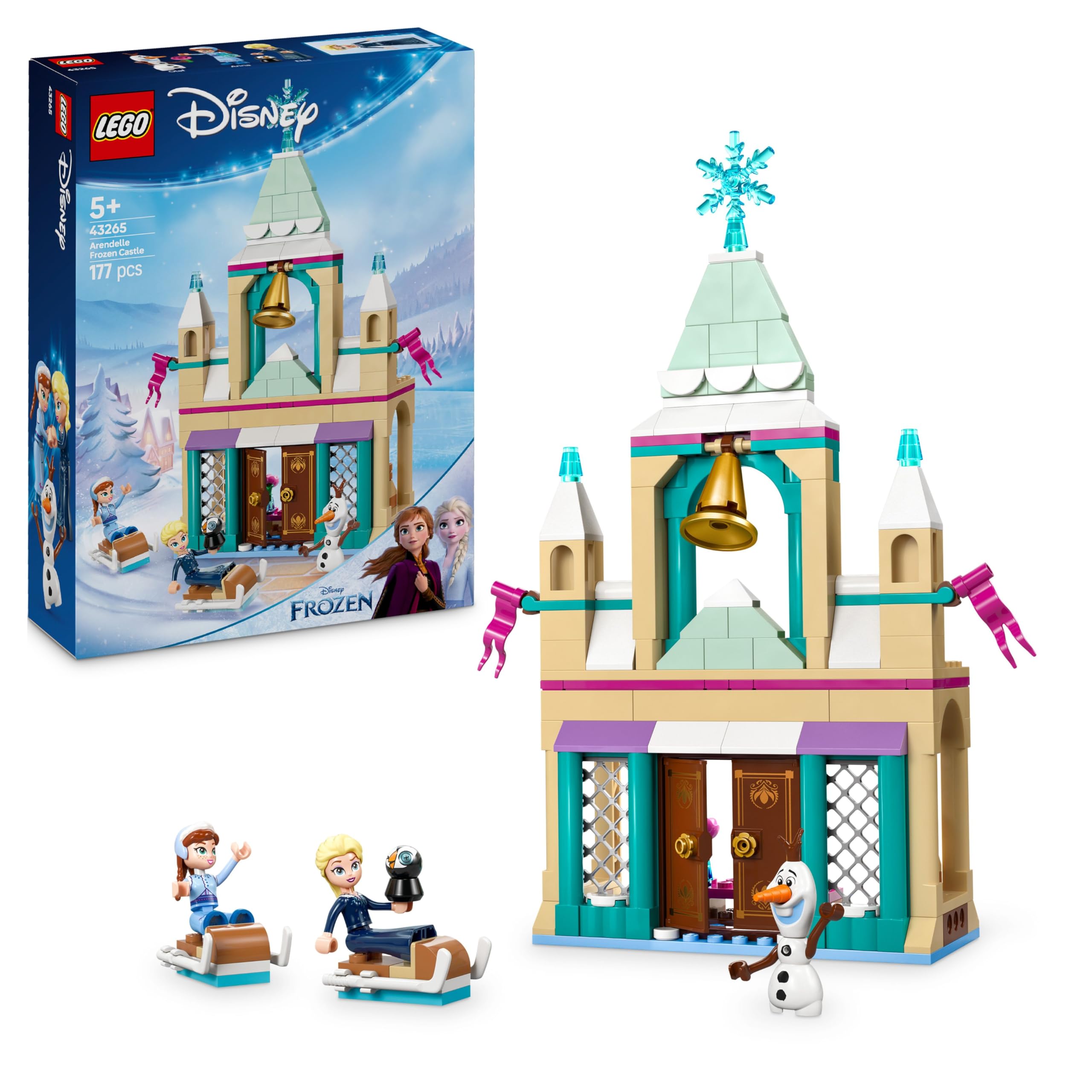 LEGO ǀ Disney Frozen The Arendelle Castle - Toy with Anna & ELSA minifigures as well as Olaf & Penguin figures - Princess castle toy - Creative gift for girls aged 5 and over - 43265