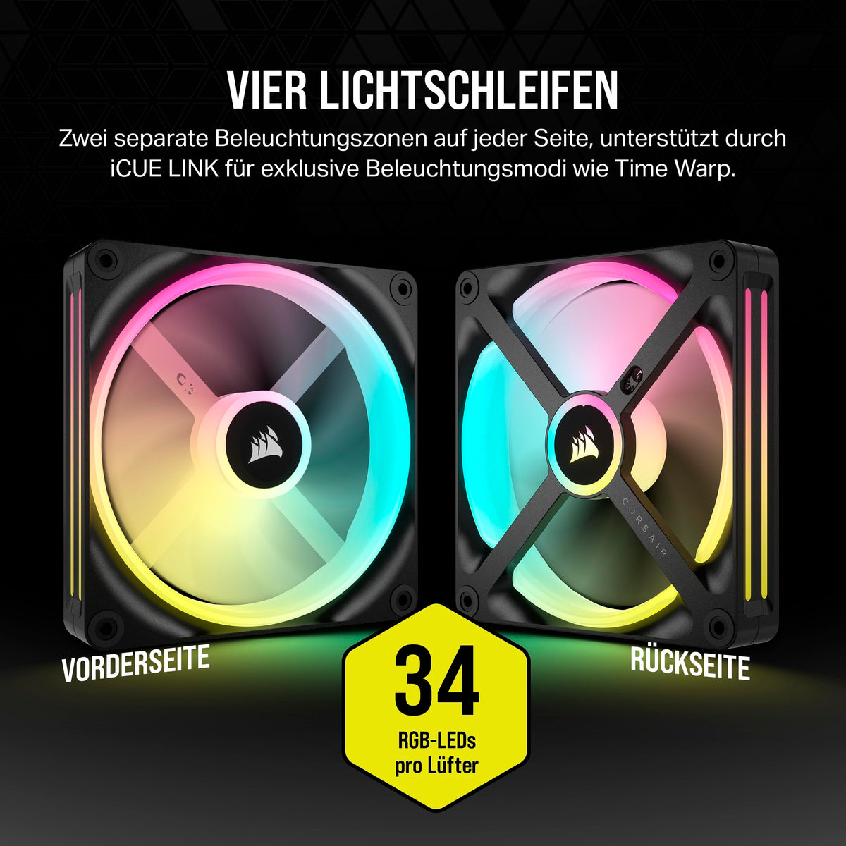 CORSAIR iCUE LINK QX140 RGB 140mm RGB Fan - Double Pack - Black - CO-9051004-WW