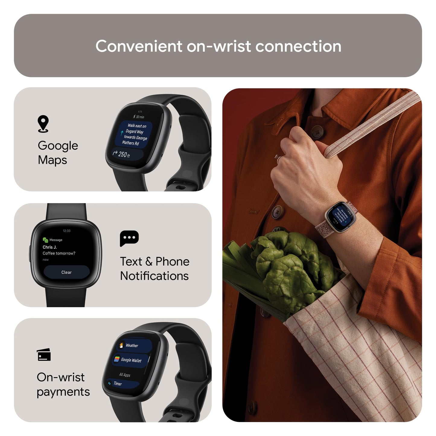 Fitbit Versa 4 Bundle (with Sports Band) Fitness Smartwatch - FB523BKBK-EUBNDL