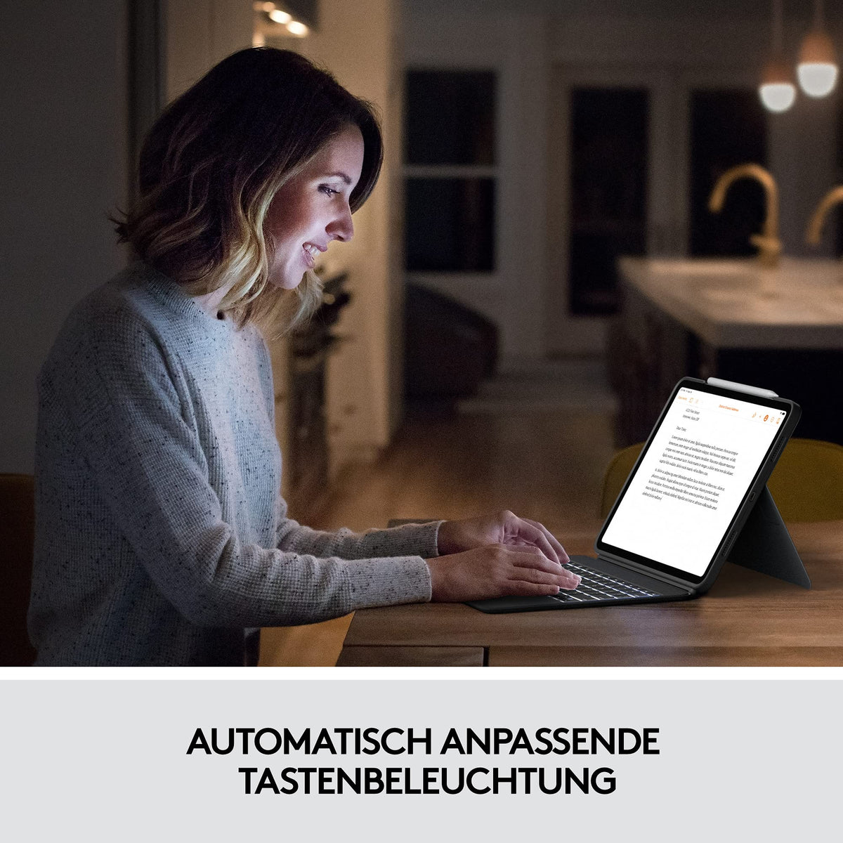 Logitech Combo Touch iPad Pro 12.9 (5th Gen - 2021) Keyboard Case, detachable keyboard with backlight, click-anywhere trackpad, Smart Connector, German QWERTZ layout - Gray G335