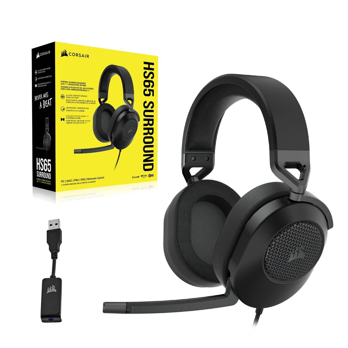 Corsair HS65 Surround Gaming-Headset - Negru - CA-9011270-EU