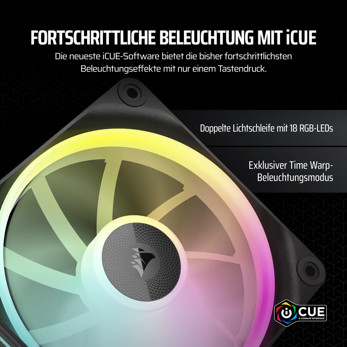 CORSAIR iCUE LINK LX120 RGB ventilator de 120mm PWM – Pachet unic – Dual Light Loops – Necesită hub de sistem iCUE LINK (Disponibil separat) – Tehnologie CORSAIR AirGuide – Negru - CO-9051025-WW