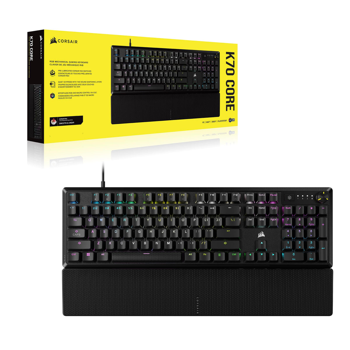 Corsair K70 CORE RGB SOCD Tastatur mecanică de gaming – Negru - CH-910981E-DE