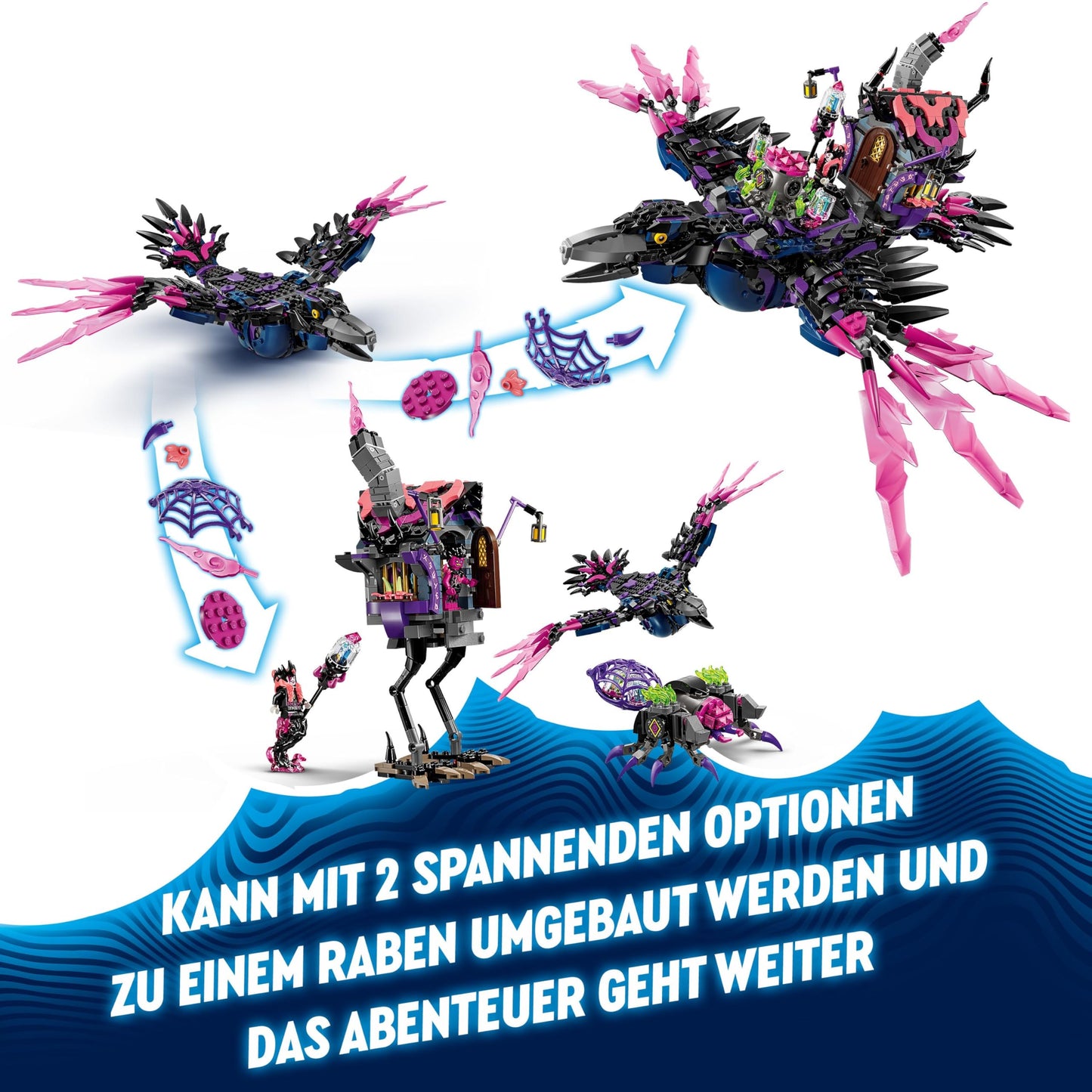 LEGO DREAMZzz 3in1 The Never Witch's Midnight Raven Animal Toy for 9 Plus Year Old Boys & Girls, Rebuild a Fantasy Hut as a House, Spider or Bird Figure, Birthday Gift Idea 71478