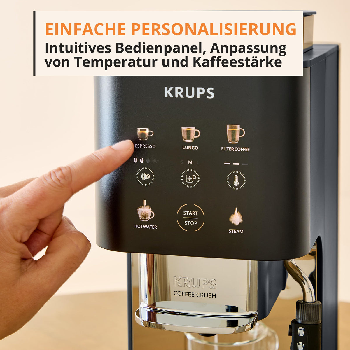 KRUPS Coffee Crush Edition, Espresso-Masina de cafea automată, doar 15 cm lățime - SA404BE1
