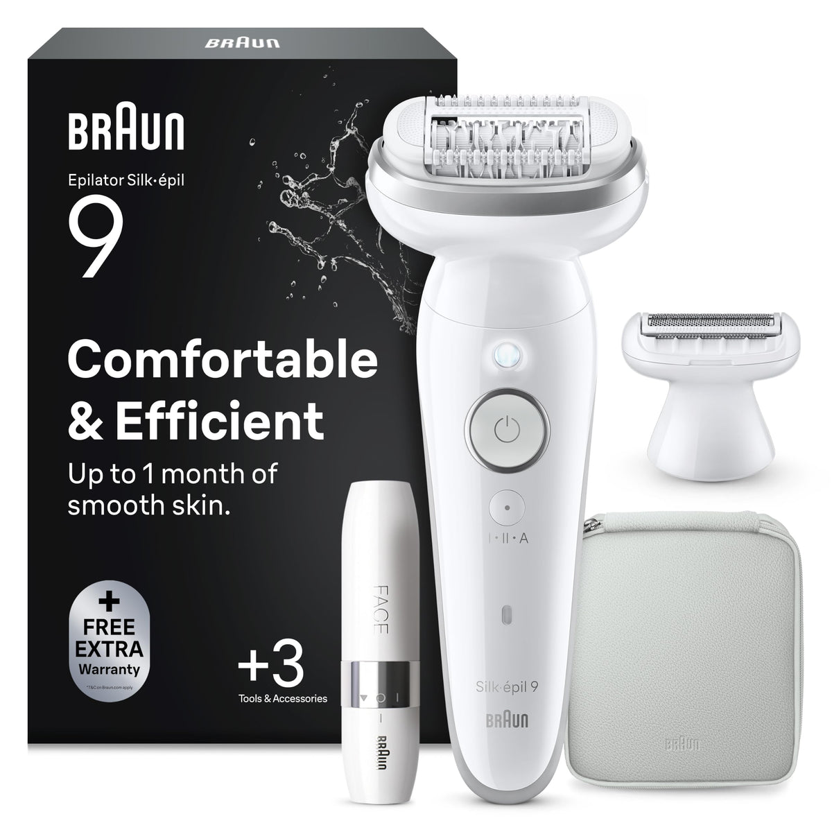 Braun Epilator pentru femei Silk·épil 9, Ladyshaver, 9-341, Alb/Silver - SE9-341