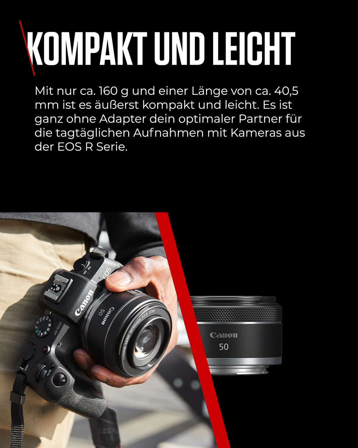 Canon RF 50 mm F1.8 STM Lens, Compact and Lightweight, High Aperture of 1:1.8, Compatible with All Canon EOS R Series Cameras, Black - 4515C005