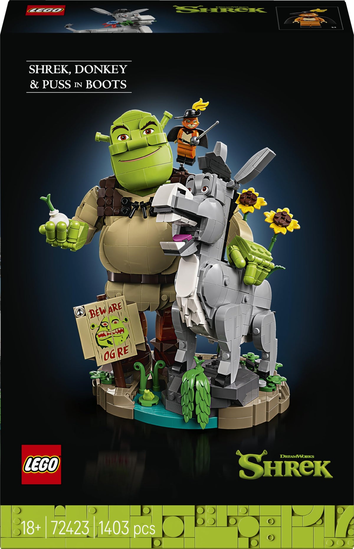 LEGO Shrek Shrek, Măgarul și Pisica cu Botine 72423