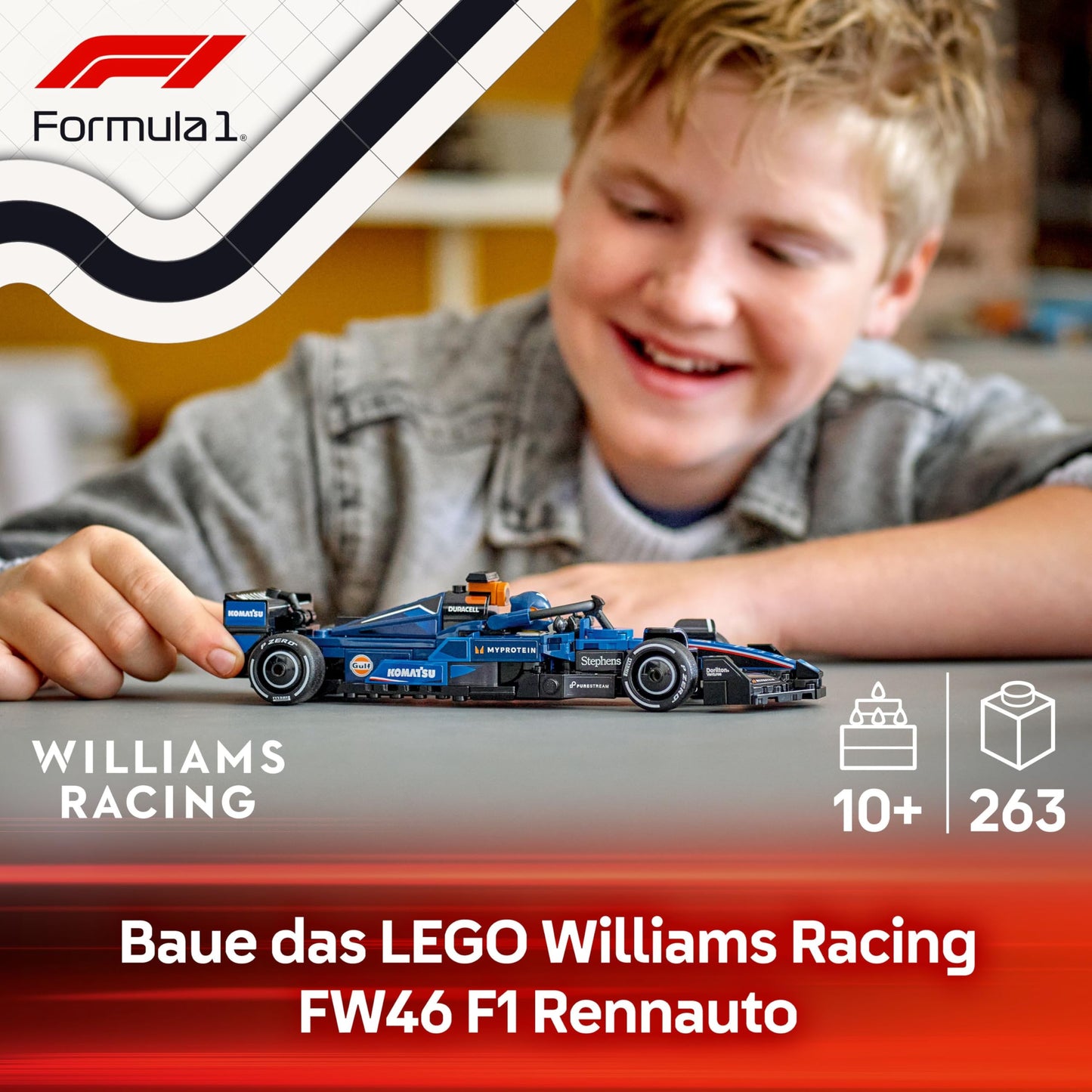LEGO Speed Champions Williams Racing FW46 F1 racing car - toy with Formula 1 minifigure to collect - gift for boys and girls aged 10 and over and adult motorsport fans 77249