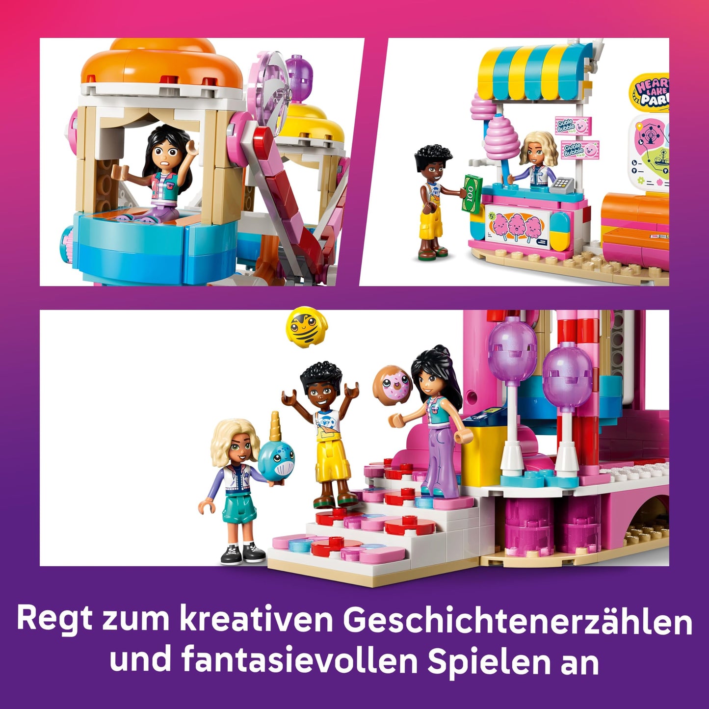 LEGO Friends Cupcake Ferris Wheel - Interactive playset with fairground games, 3 minifigures & accessories - Children's room decoration - Gift idea for girls aged 7 and up - 42700