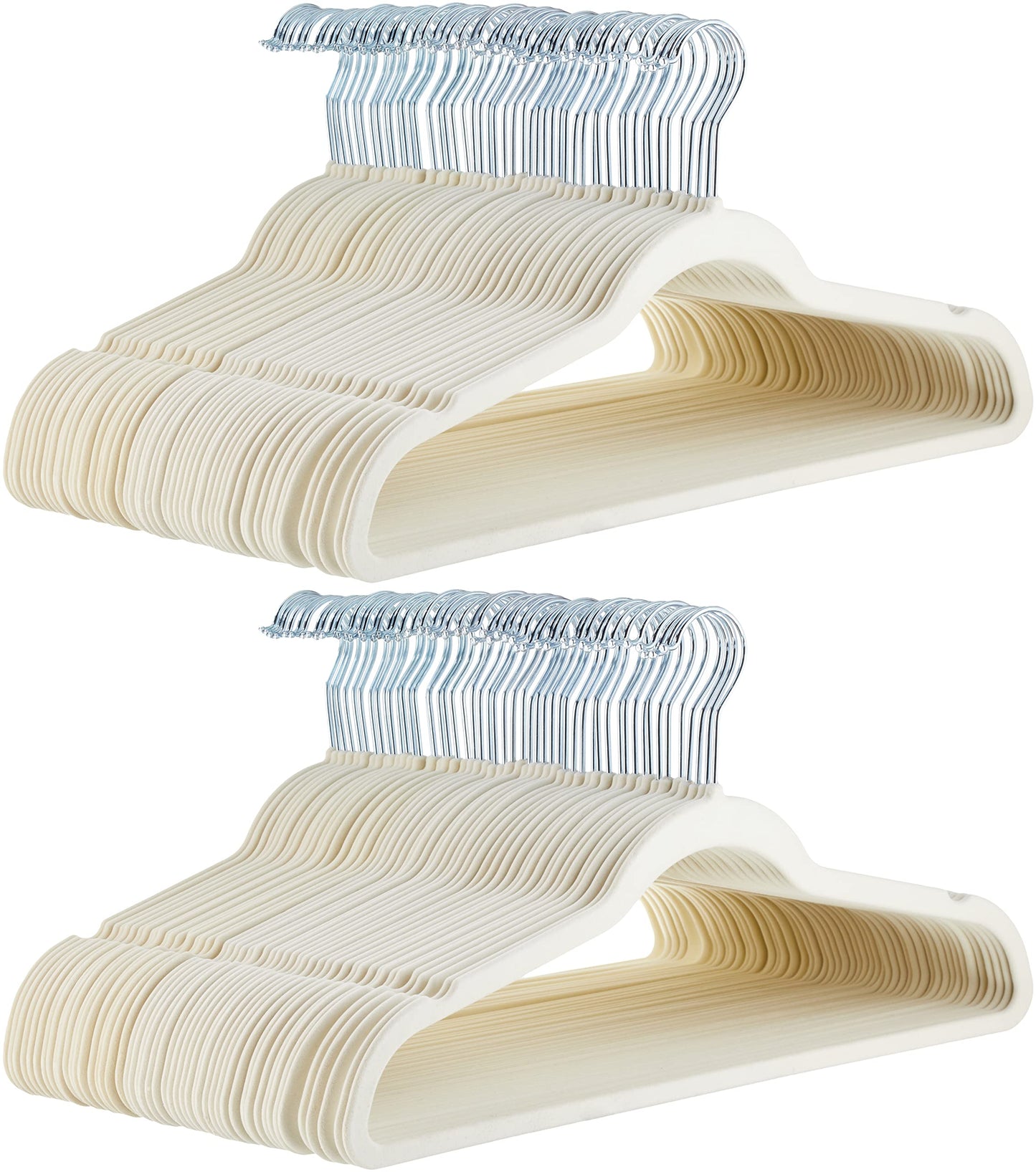 Amazon Basics Slim Non-Slip Shirt/Suit/Costume Hangers, 100 Pack, Ivory - AQ-M0005