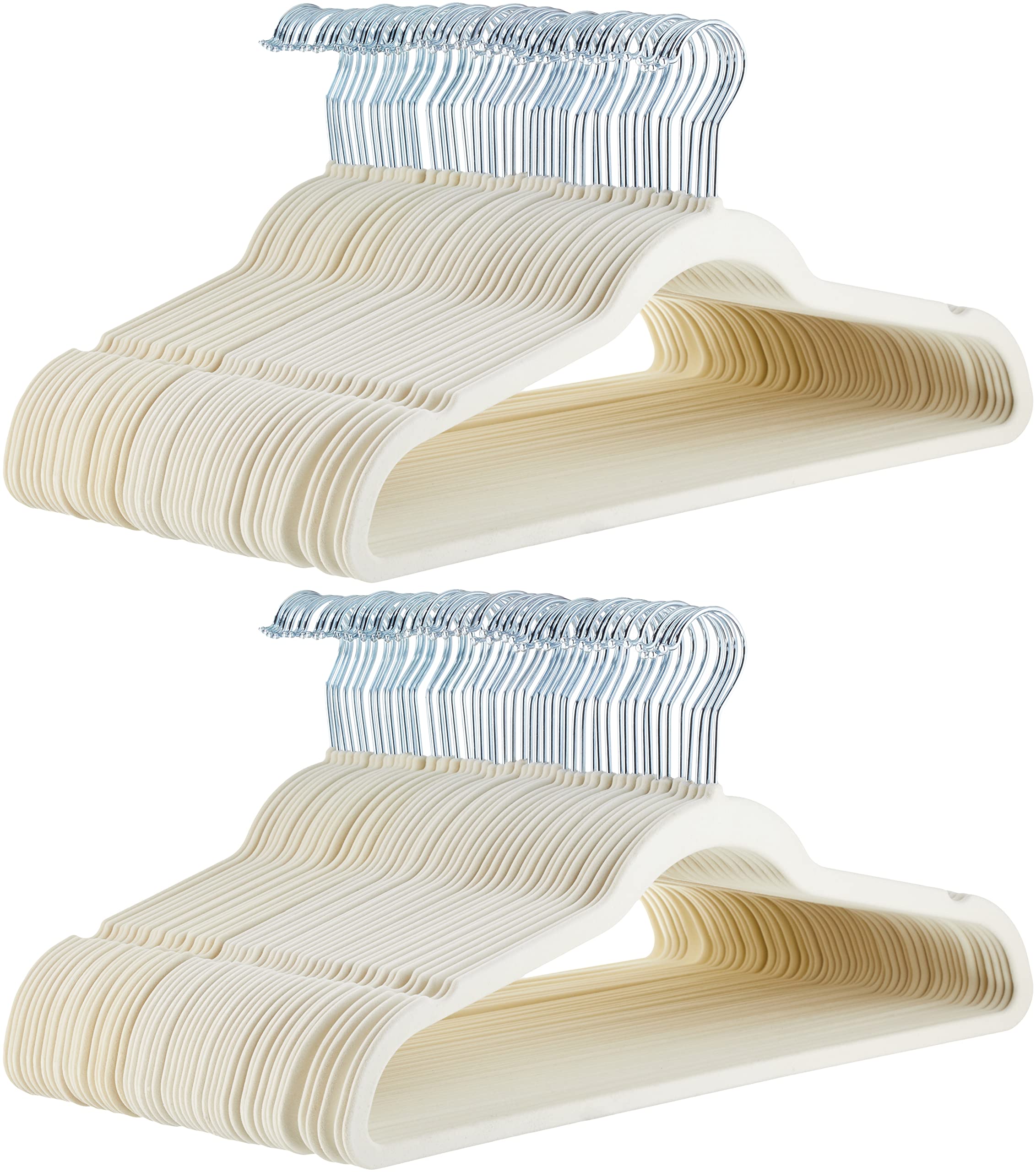 Amazon Basics Slim Non-Slip Shirt/Suit/Costume Hangers, 100 Pack, Ivory - AQ-M0005