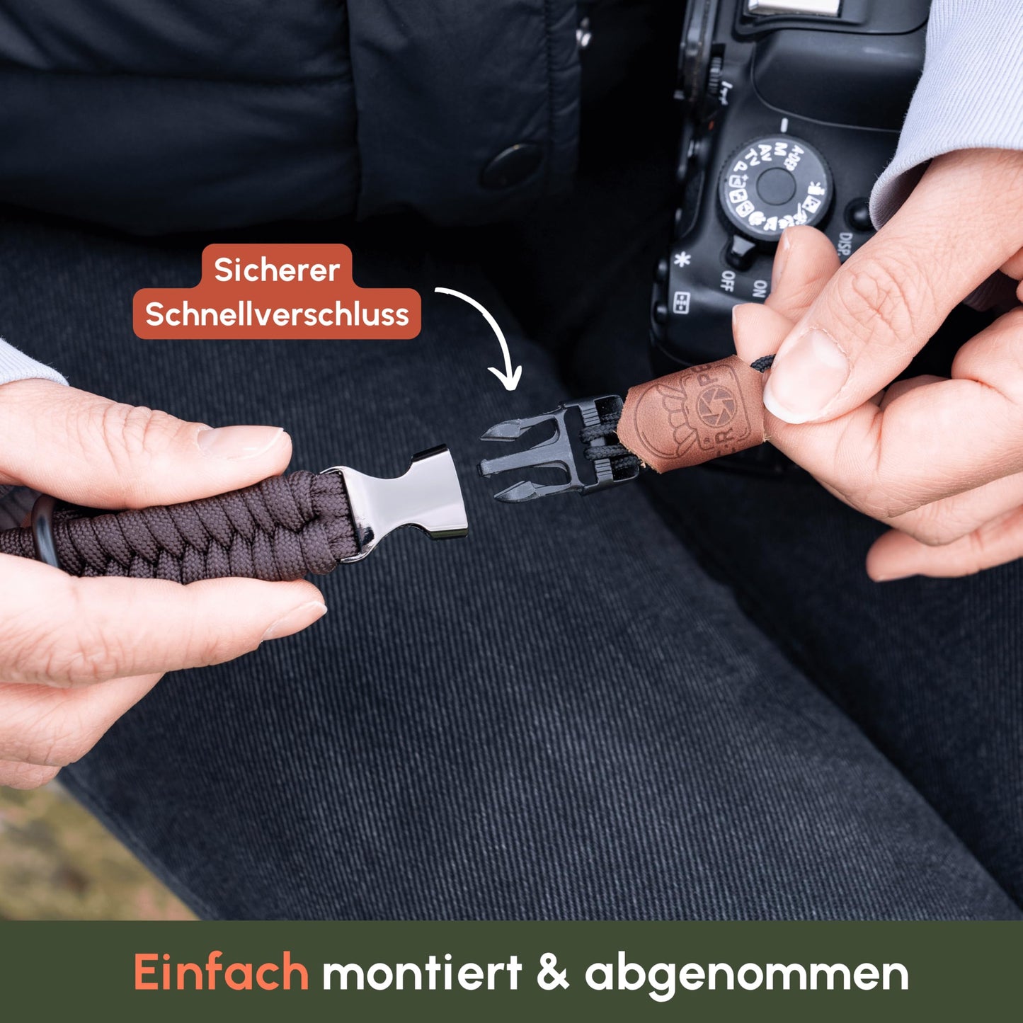 C-Rope camera hand strap The Claw made of hand-woven paracord. Camera strap with quick release system (Dark Coffee) - CRP-CLW-030-DCF
