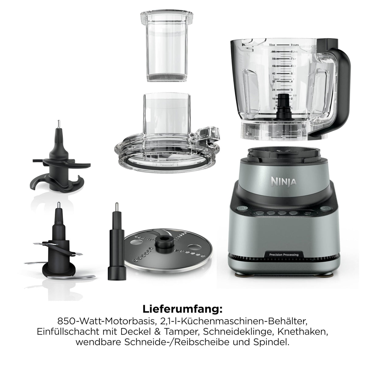 Ninja PrecisionPro 2,1 l robot de bucătărie, piese potrivite pentru mașina de spălat vase - BZ651EU