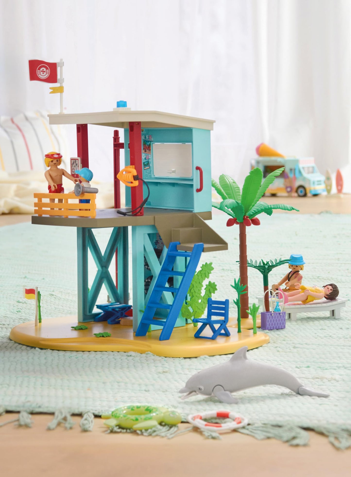 PLAYMOBIL | Vacation on the Beach | Rescue tower with beach buggy | Toys for ages 4+ | Gift for children | Promotes creativity & sense of adventure | Beach adventure with figures & vehicle | 71903