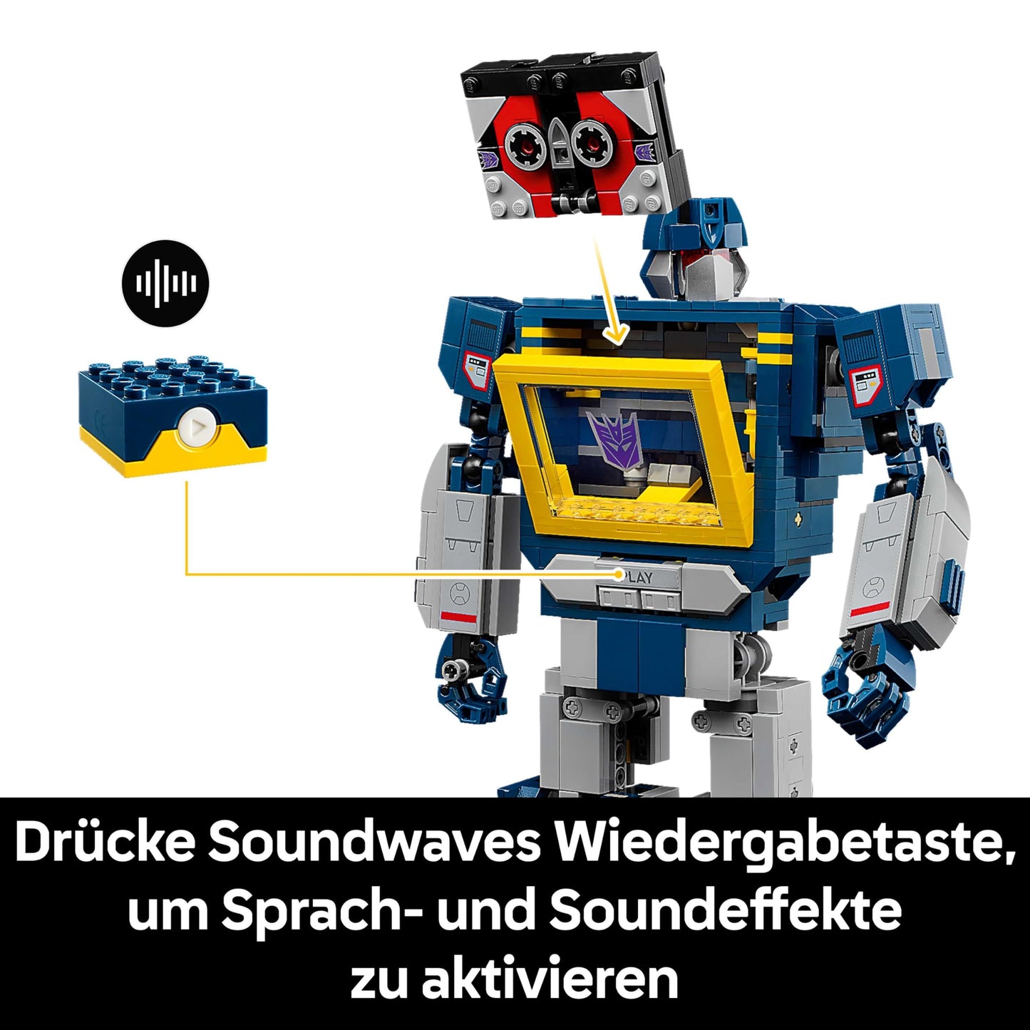 LEGO Icons Transformers: Soundwave set for adults - model building with transformable figures including Laserbeak & Ravage and a sound stone - collector's item & gift for fans - 10358