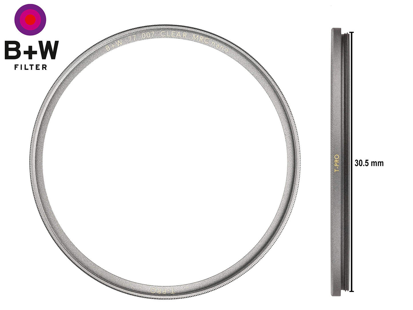 B&W 007 protective filter, clear filter (30.5 mm, T-Pro, titanium finish, MRC Nano, 16x coated, super slim, premium) - 1097726