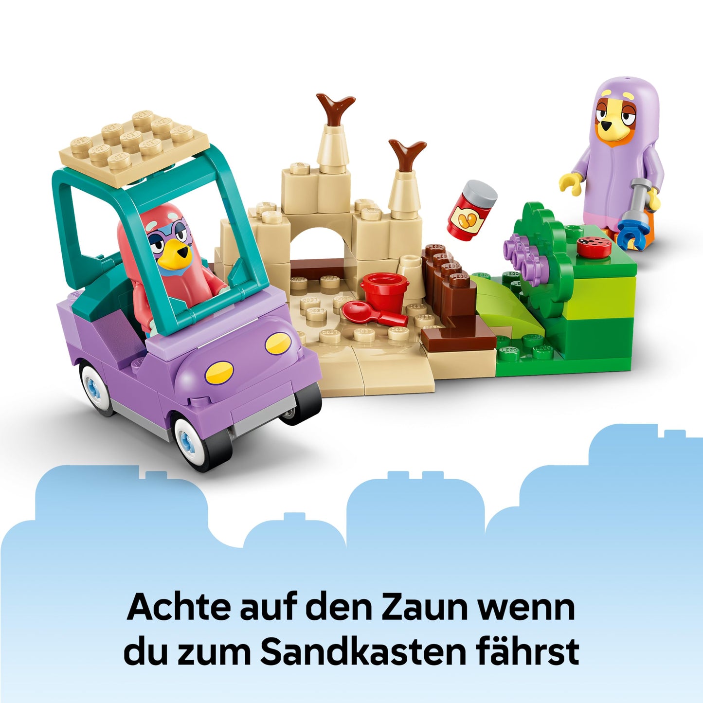 LEGO Bluey Grandmas with Bingo and Bluey - educational toy with car, 2 minifigures & garden - Montessori set - birthday gift for girls and boys aged 4 and over - 11216
